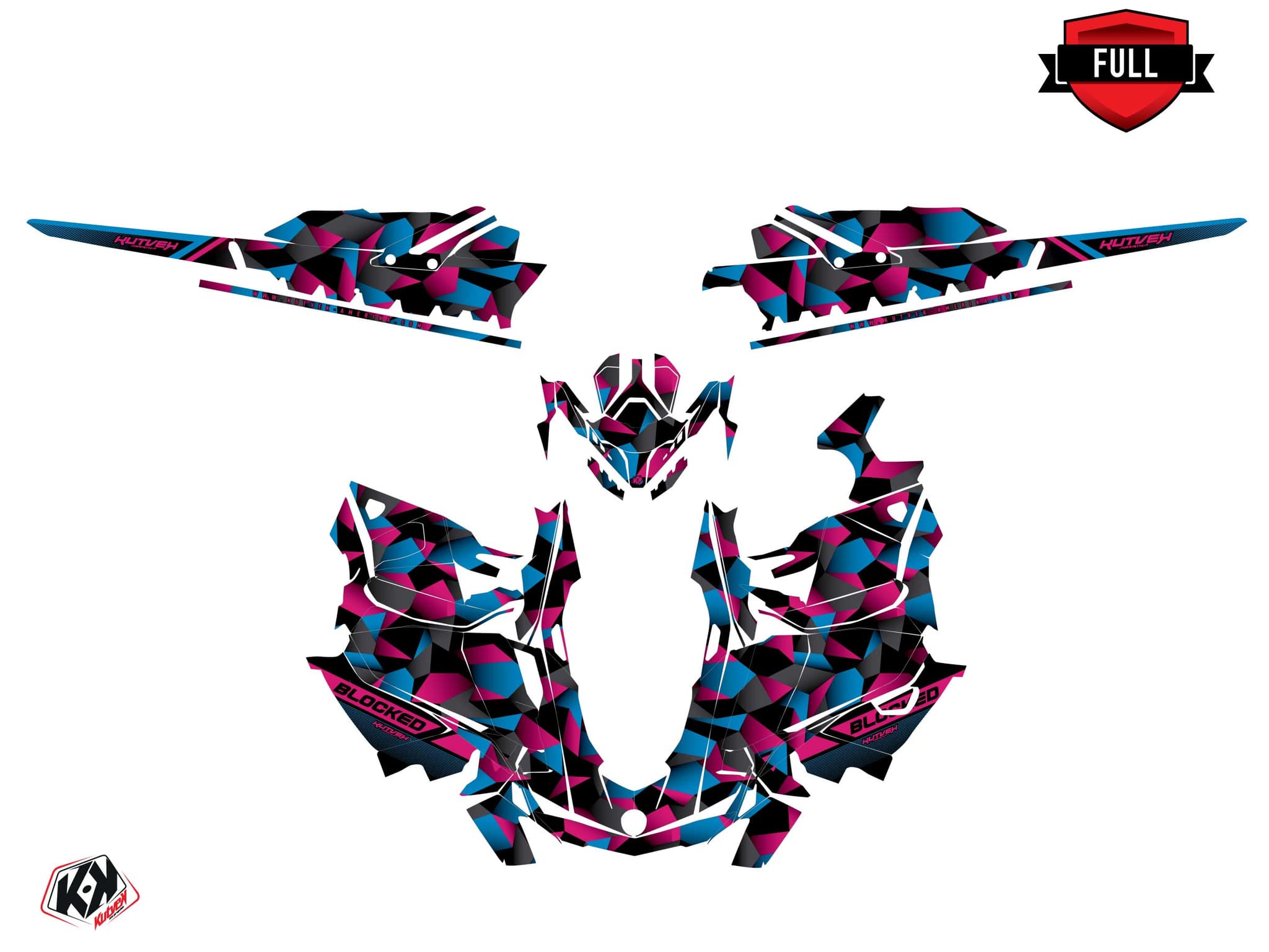 Kit graphique Motoneige SKIDOO BACKCOUNTRY SPORT blocked Noir-Rose-Bleu | Skidoo | Kutvek - View 3