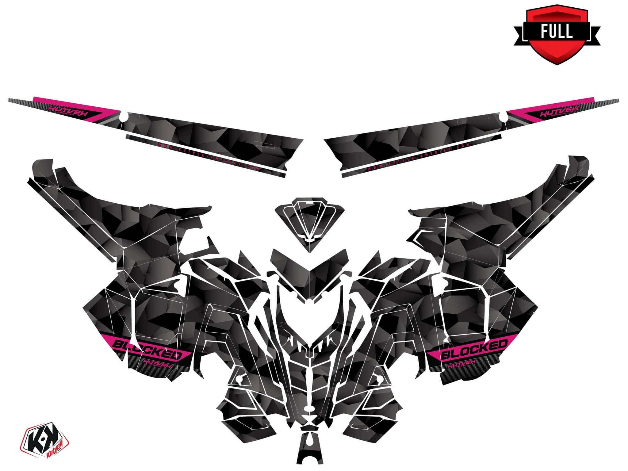 Snowmobile POLARIS RMK PRO AXYS blocked Black-Pink graphic kit | Polaris | Kutvek - View 3