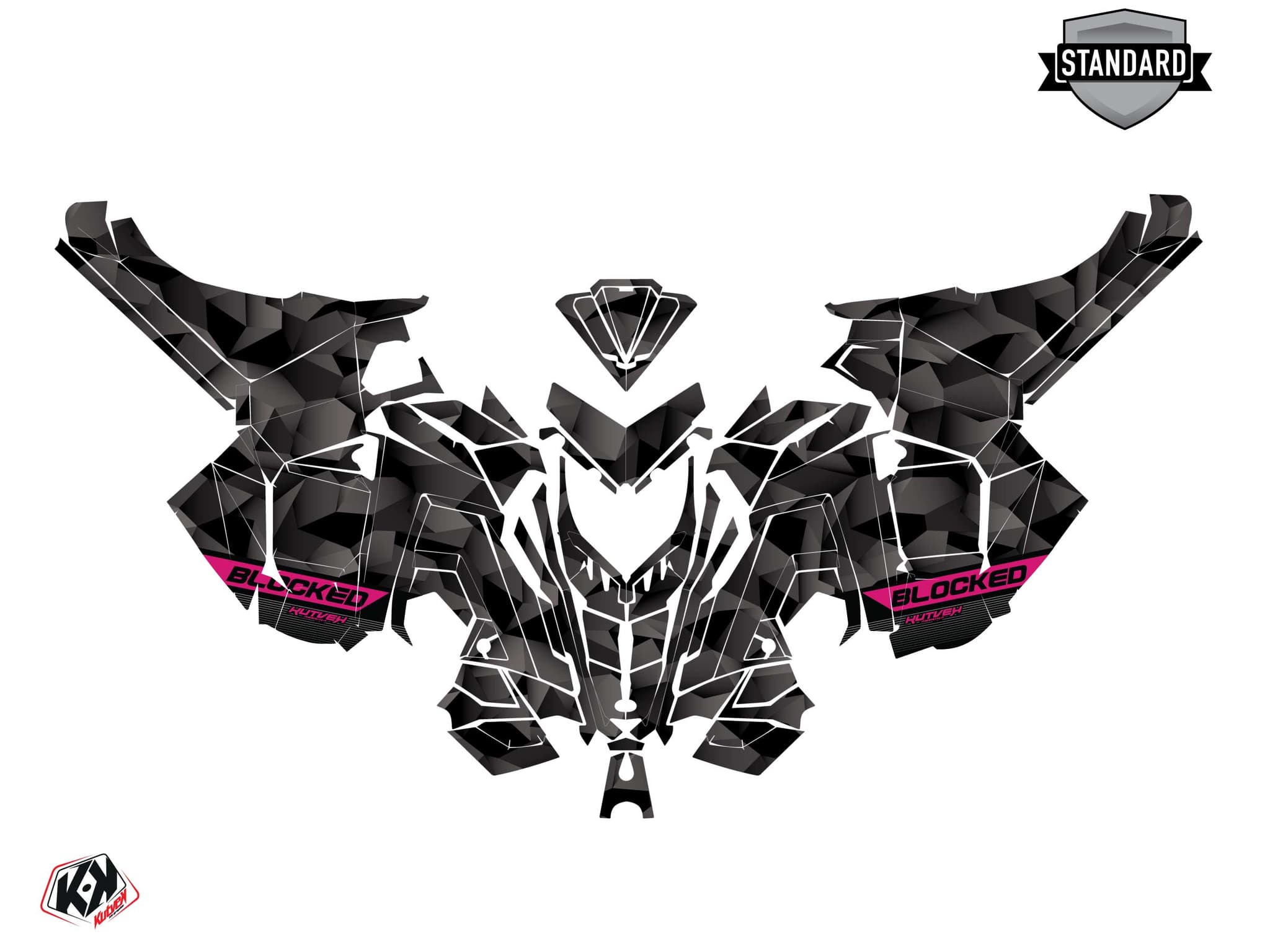 Snowmobile POLARIS RMK PRO AXYS blocked Black-Pink graphic kit | Polaris | Kutvek - View 2