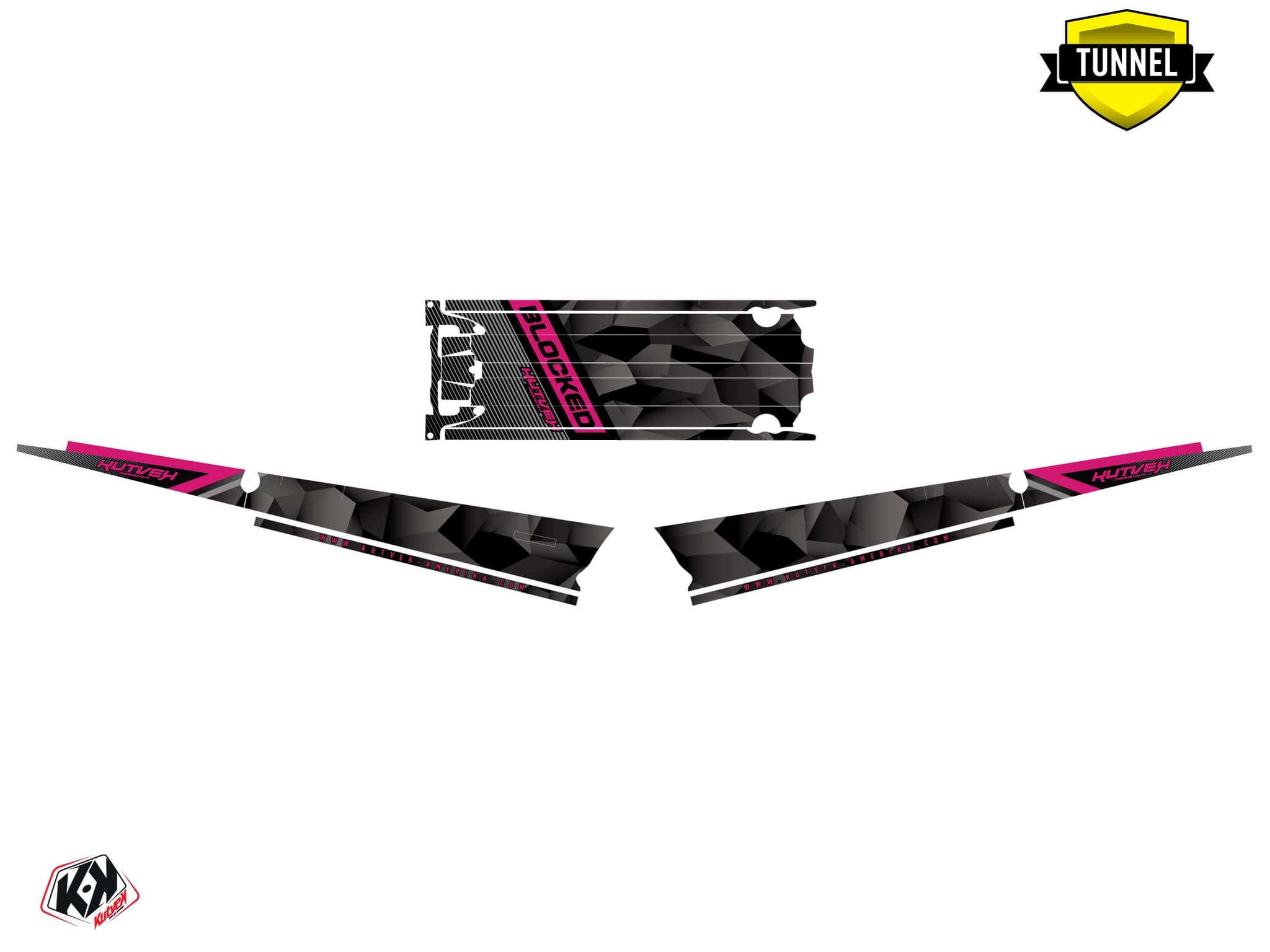 Snowmobile POLARIS RMK PRO AXYS blocked Black-Pink graphic kit | Polaris | Kutvek - View 5