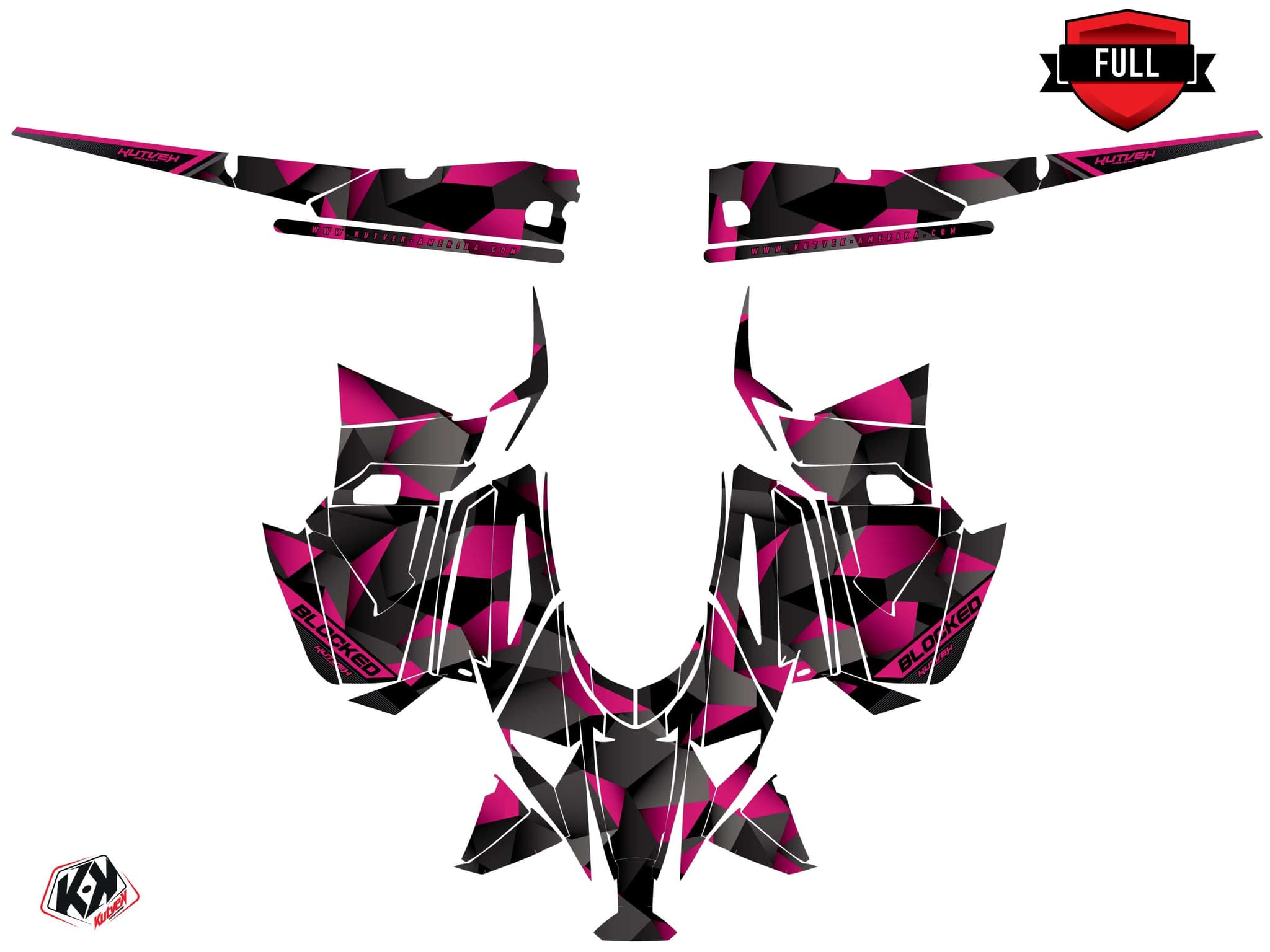 Snowmobile YAMAHA SIDEWINDER SRX blocked Black-Pink graphic kit | Yamaha | Kutvek - View 3