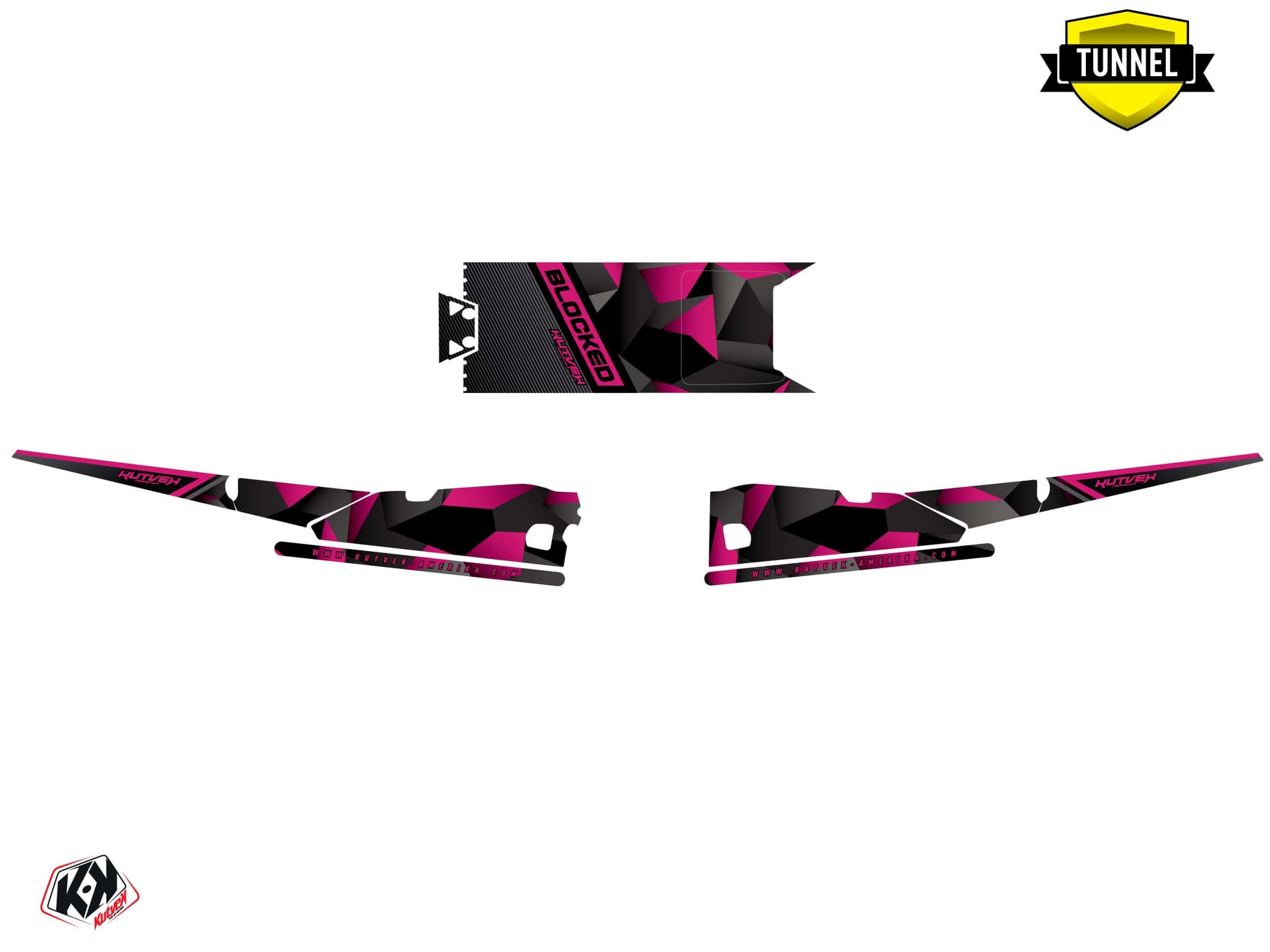 Snowmobile YAMAHA SIDEWINDER SRX blocked Black-Pink graphic kit | Yamaha | Kutvek - View 4