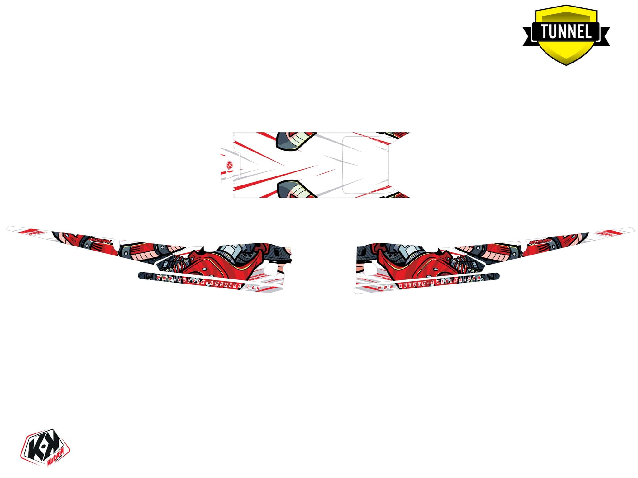 Snowmobile YAMAHA SIDEWINDER SRX bots White-Red graphic kit | Yamaha | Kutvek - View 5