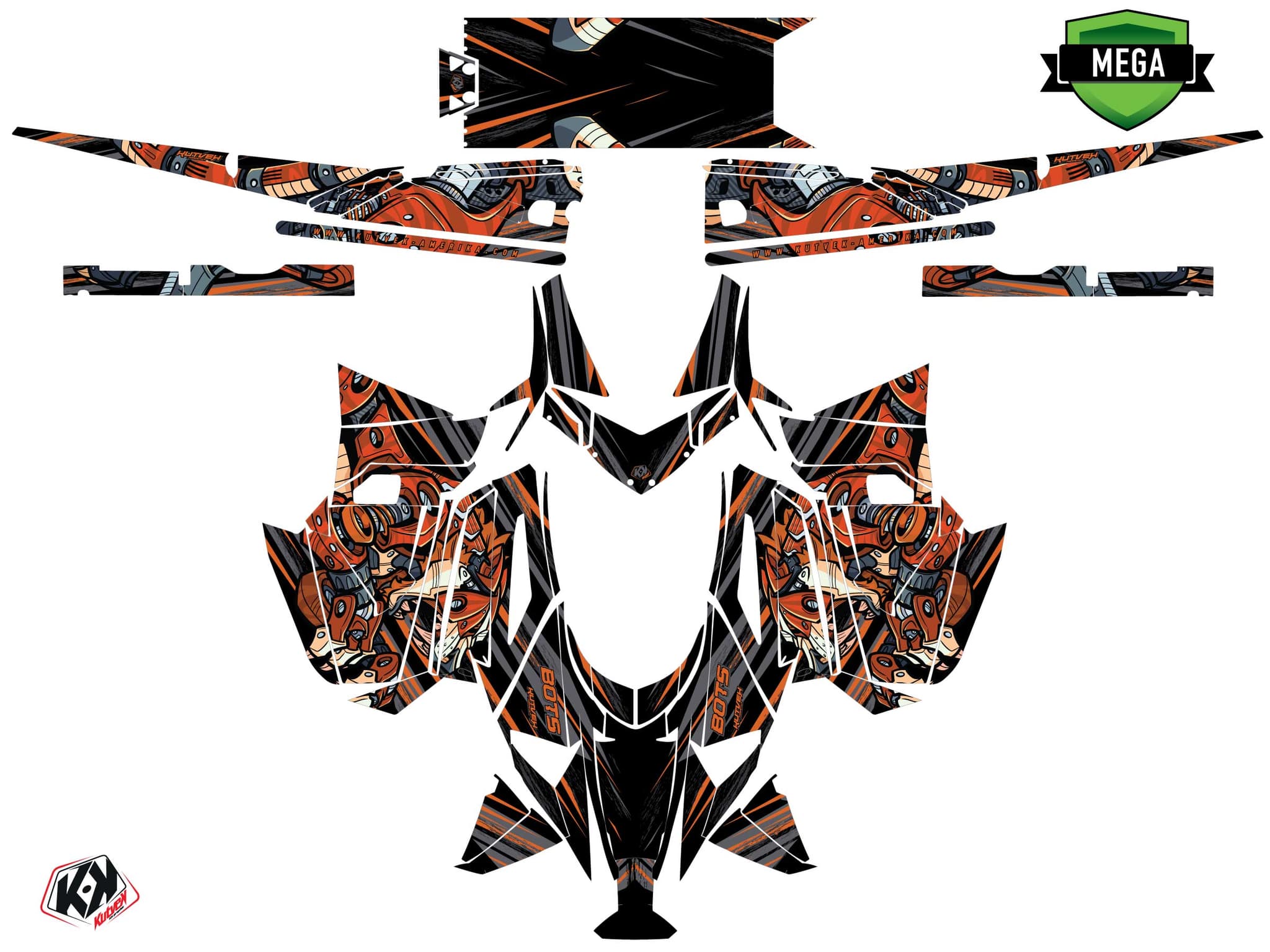 Snowmobile ARCTIC CAT ZR 9000 snopro bots Black-Orange graphic kit | Arctic Cat | Kutvek - View 4