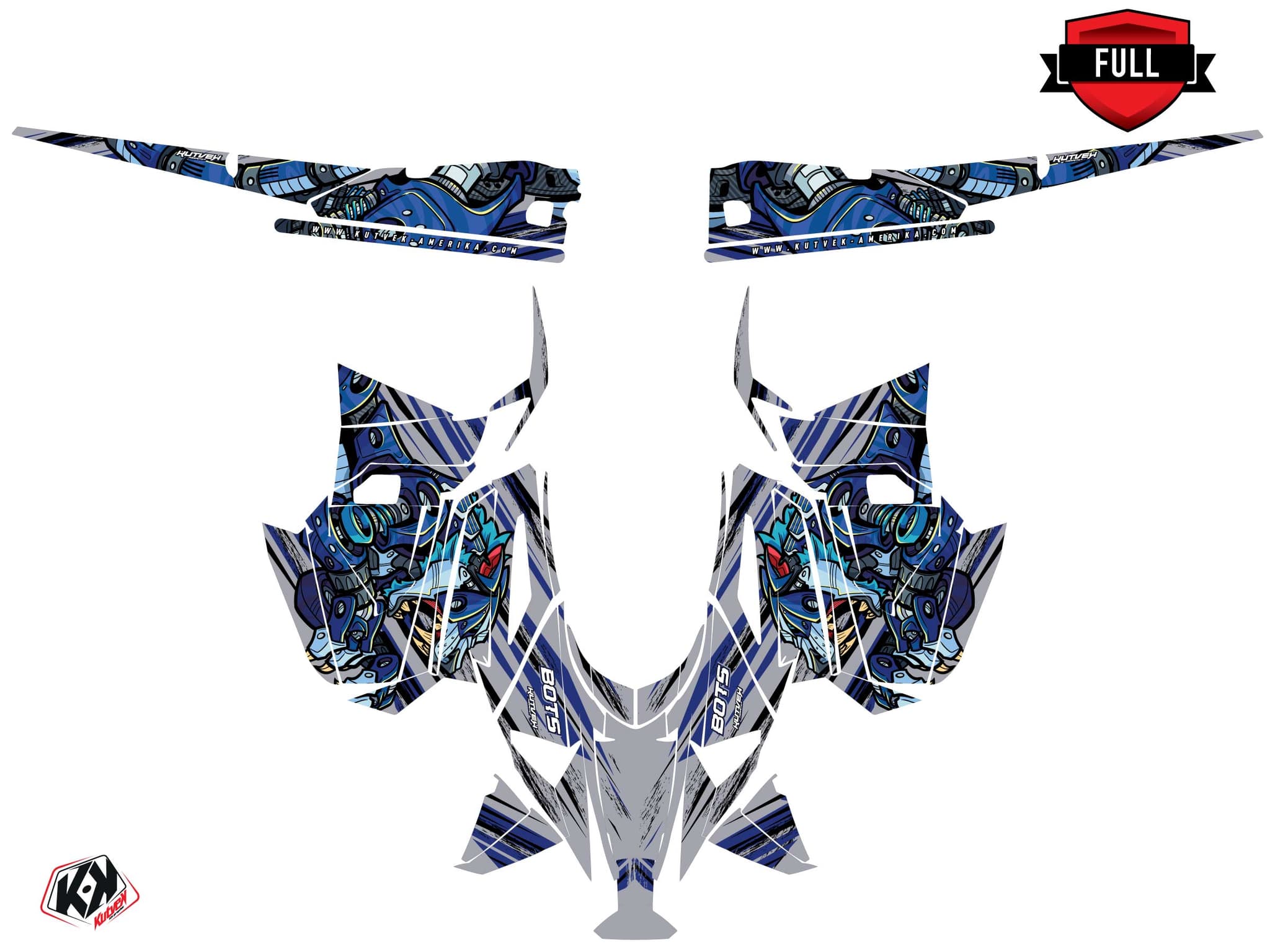 Snowmobile YAMAHA SIDEWINDER SRX bots Grey-Blue graphic kit | Yamaha | Kutvek - View 3