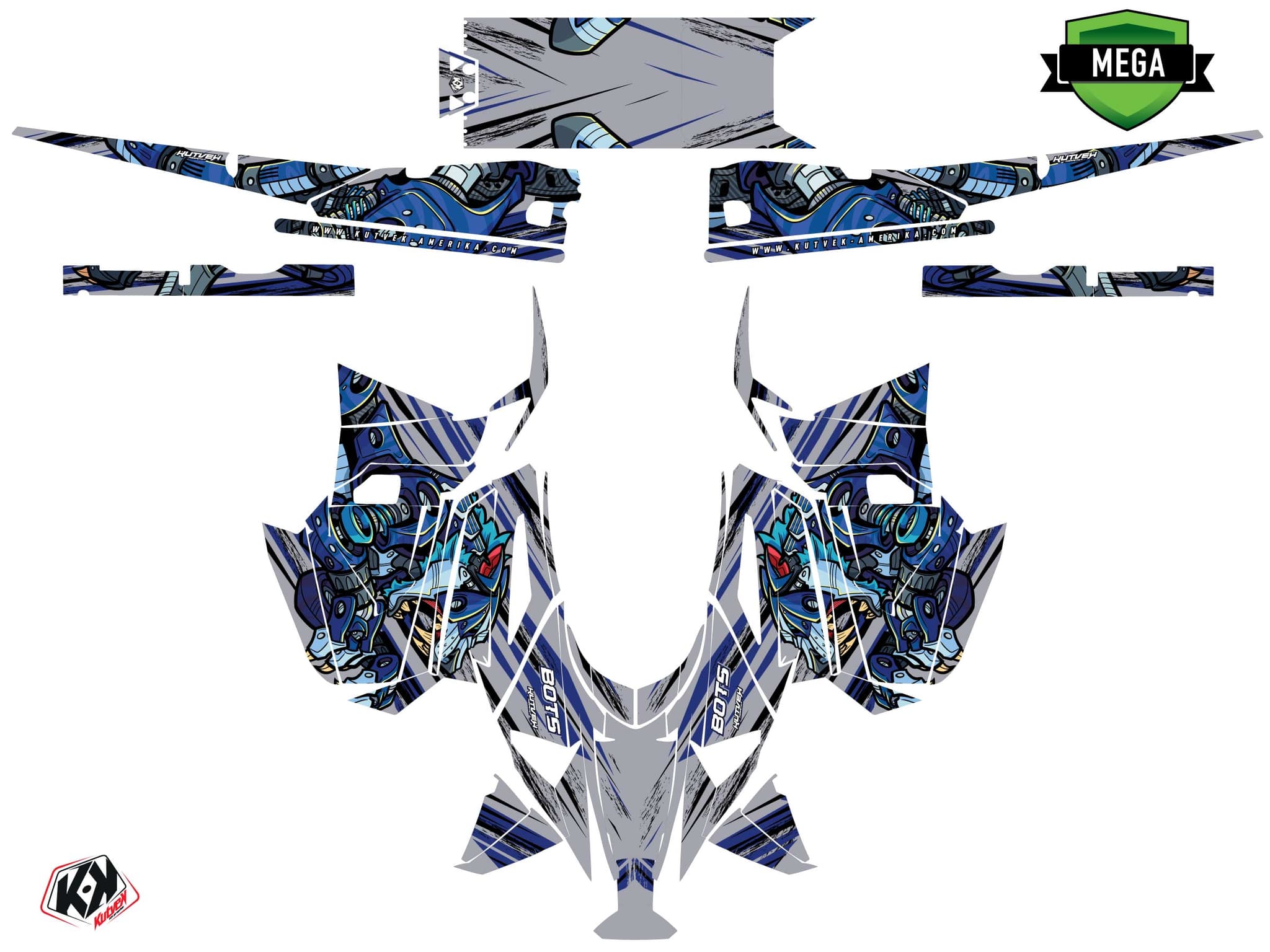 Snowmobile YAMAHA SIDEWINDER SRX bots Grey-Blue graphic kit | Yamaha | Kutvek - View 4