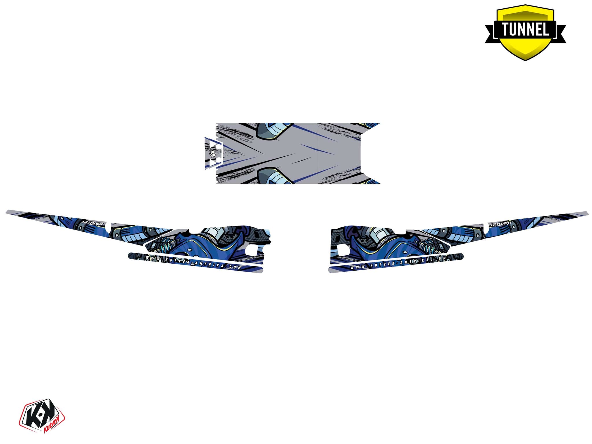 Snowmobile YAMAHA SIDEWINDER SRX bots Grey-Blue graphic kit | Yamaha | Kutvek - View 5