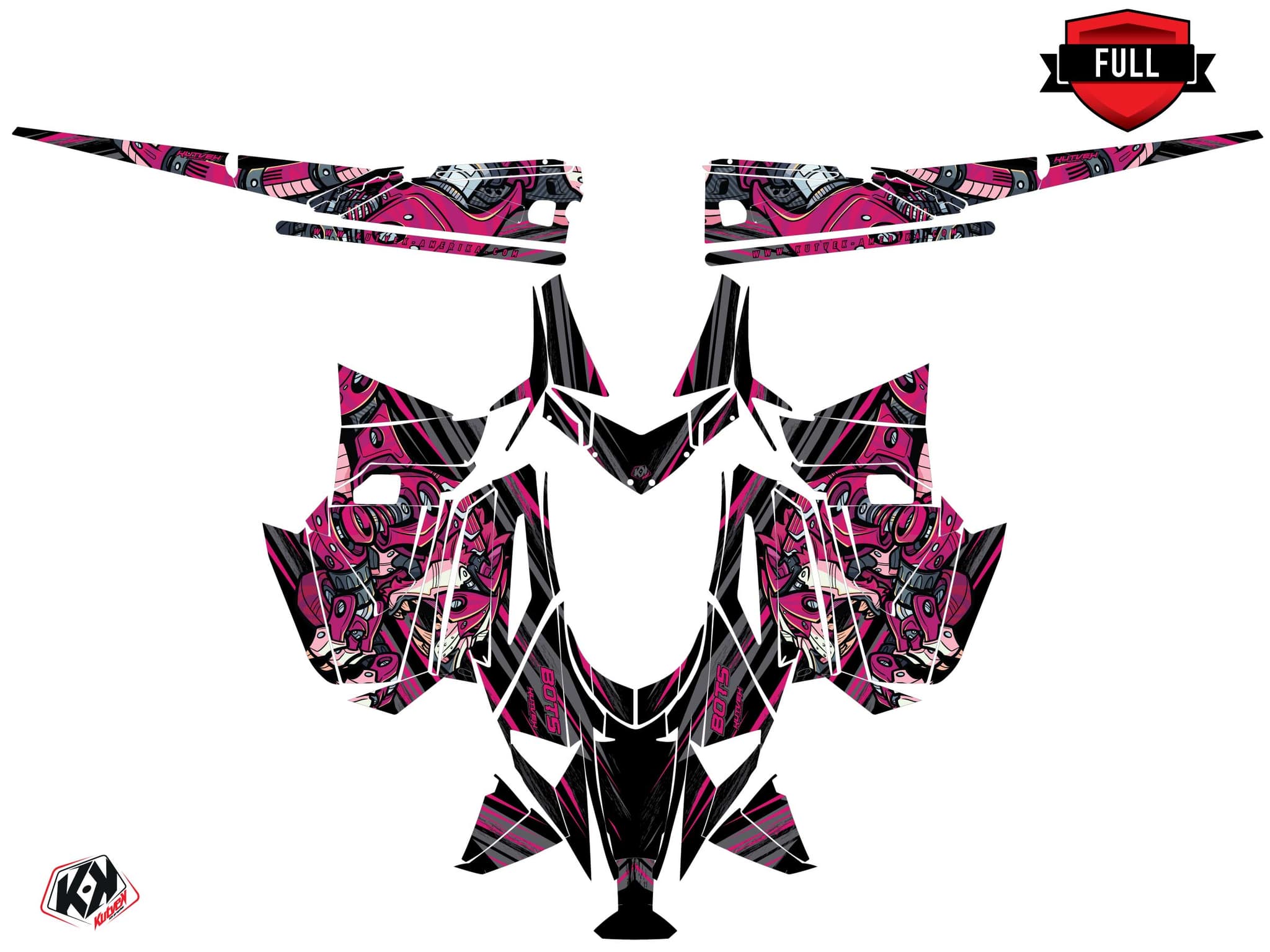 Snowmobile ARCTIC CAT BLAST ZR 400 bots Black-Pink graphic kit | Arctic Cat | Kutvek - View 3