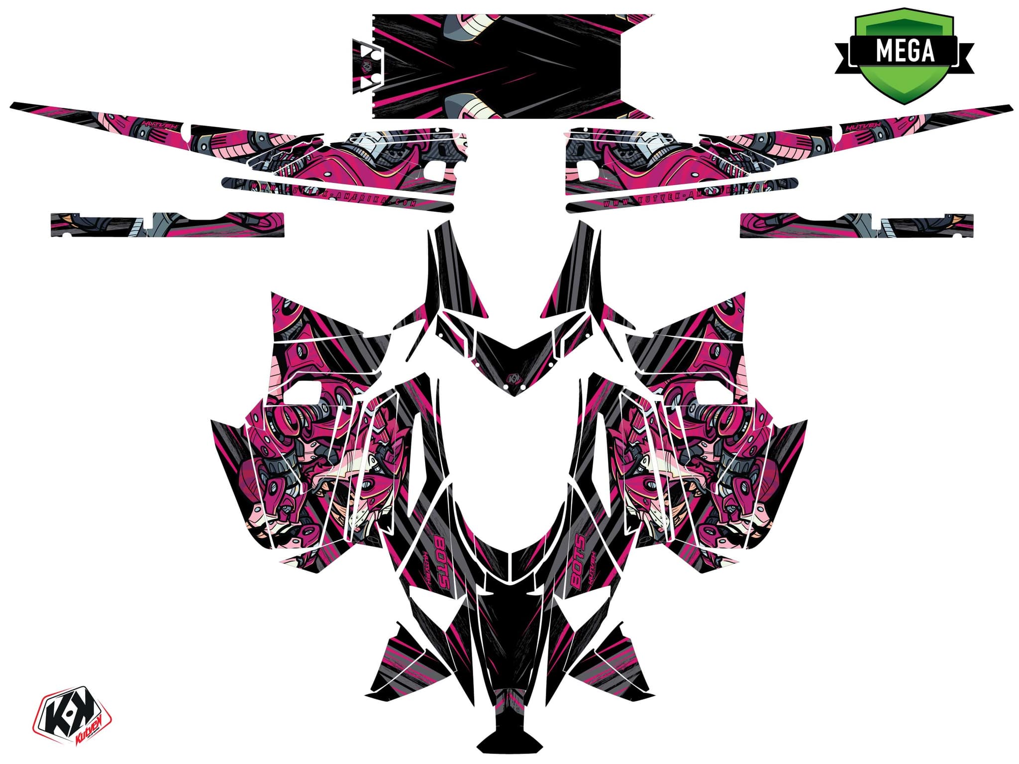 Snowmobile ARCTIC CAT BLAST ZR 400 bots Black-Pink graphic kit | Arctic Cat | Kutvek - View 4