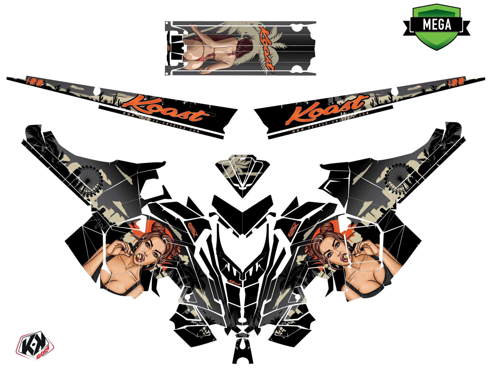 Snowmobile POLARIS RMK PRO AXYS KOAST Sand-Orange graphic kit | Polaris | Kutvek - View 4