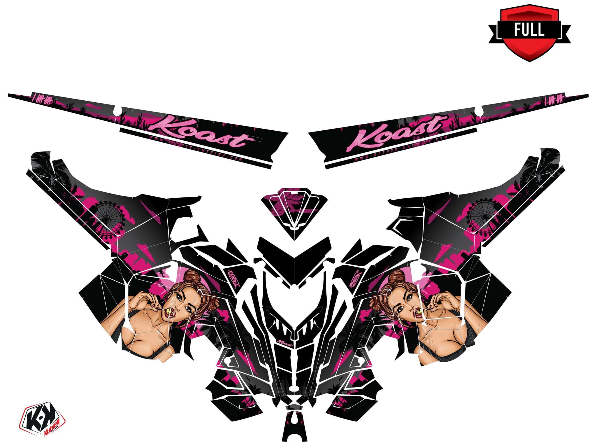 Snowmobile POLARIS RMK PRO AXYS KOAST Black-Pink graphic kit | Polaris | Kutvek - View 3