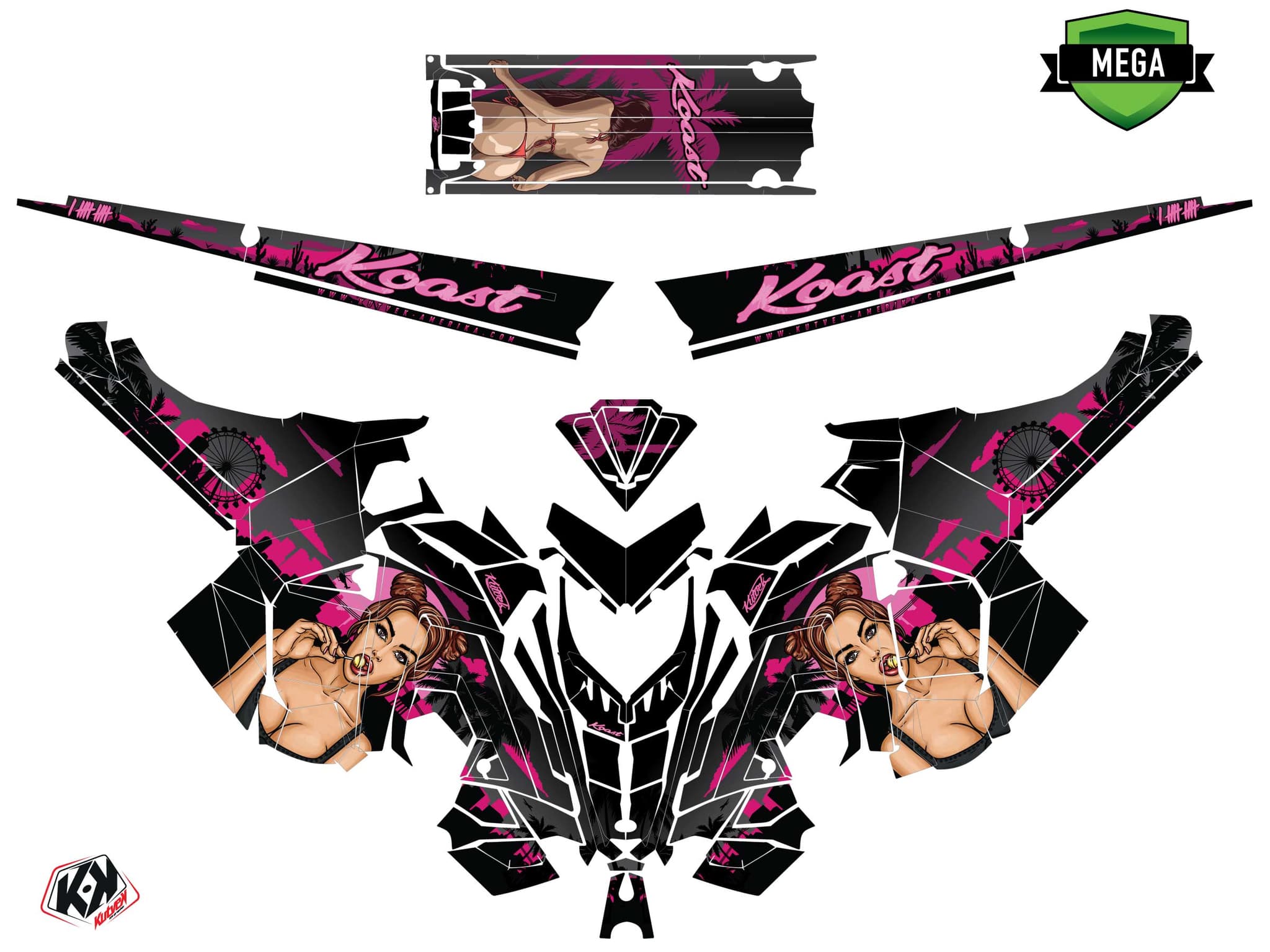 Snowmobile POLARIS RMK PRO AXYS KOAST Black-Pink graphic kit | Polaris | Kutvek - View 4