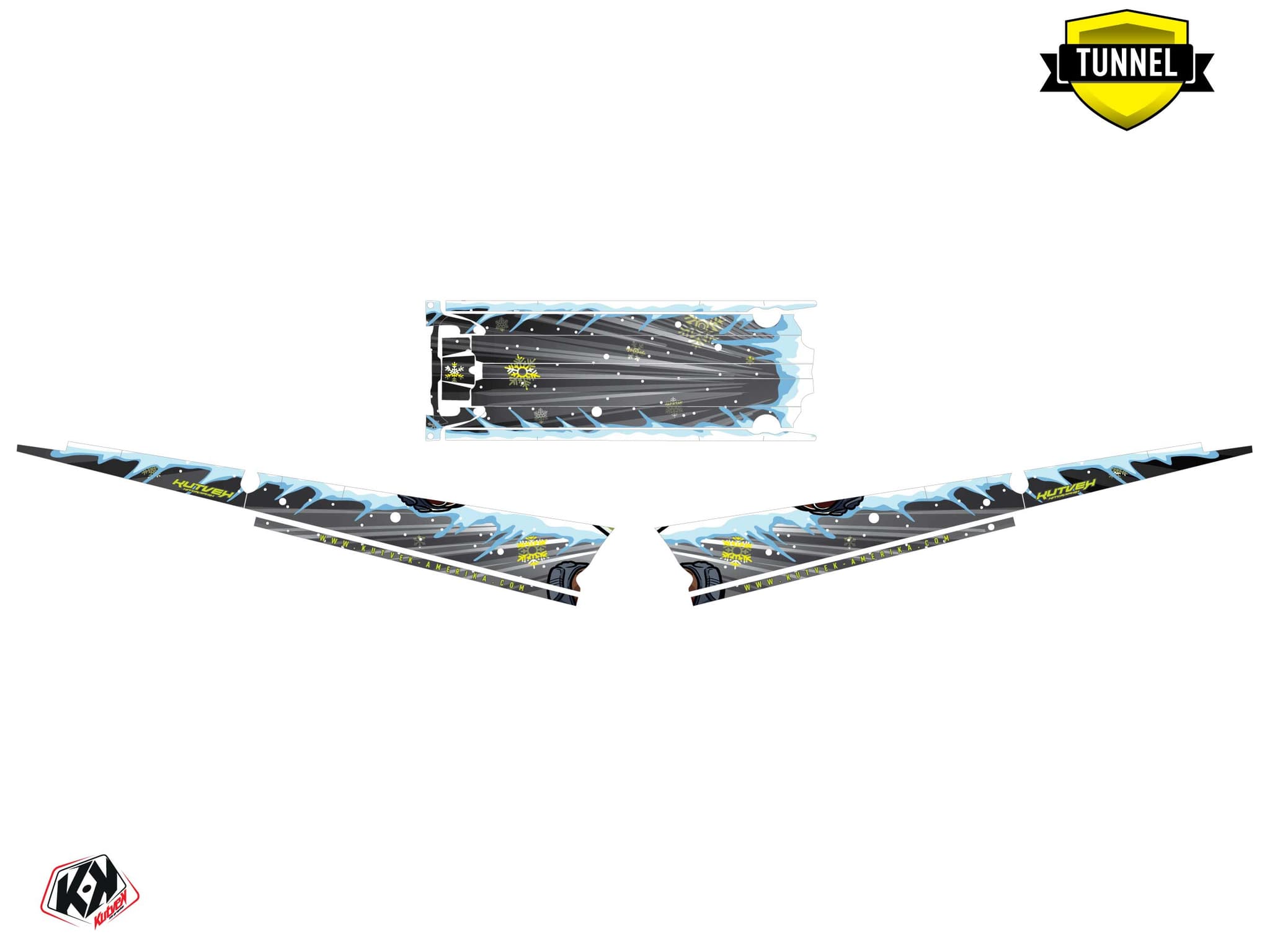 Graphic Kit Snowmobile Polaris RMK Pro Axys Xena Grey-Yellow | Polaris | Kutvek - View 5