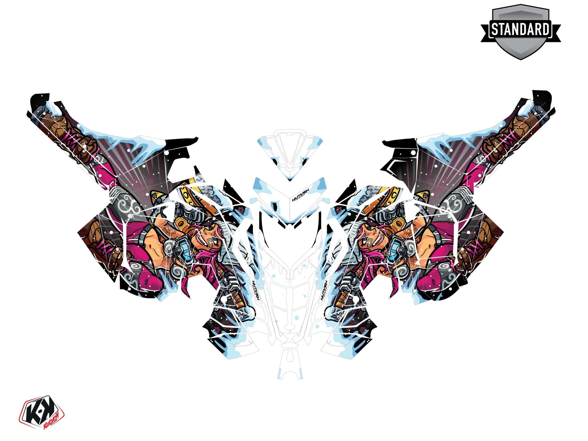 Graphic Kit Snowmobile Polaris RMK Pro Axys Xena Black-Pink | Polaris | Kutvek - View 2