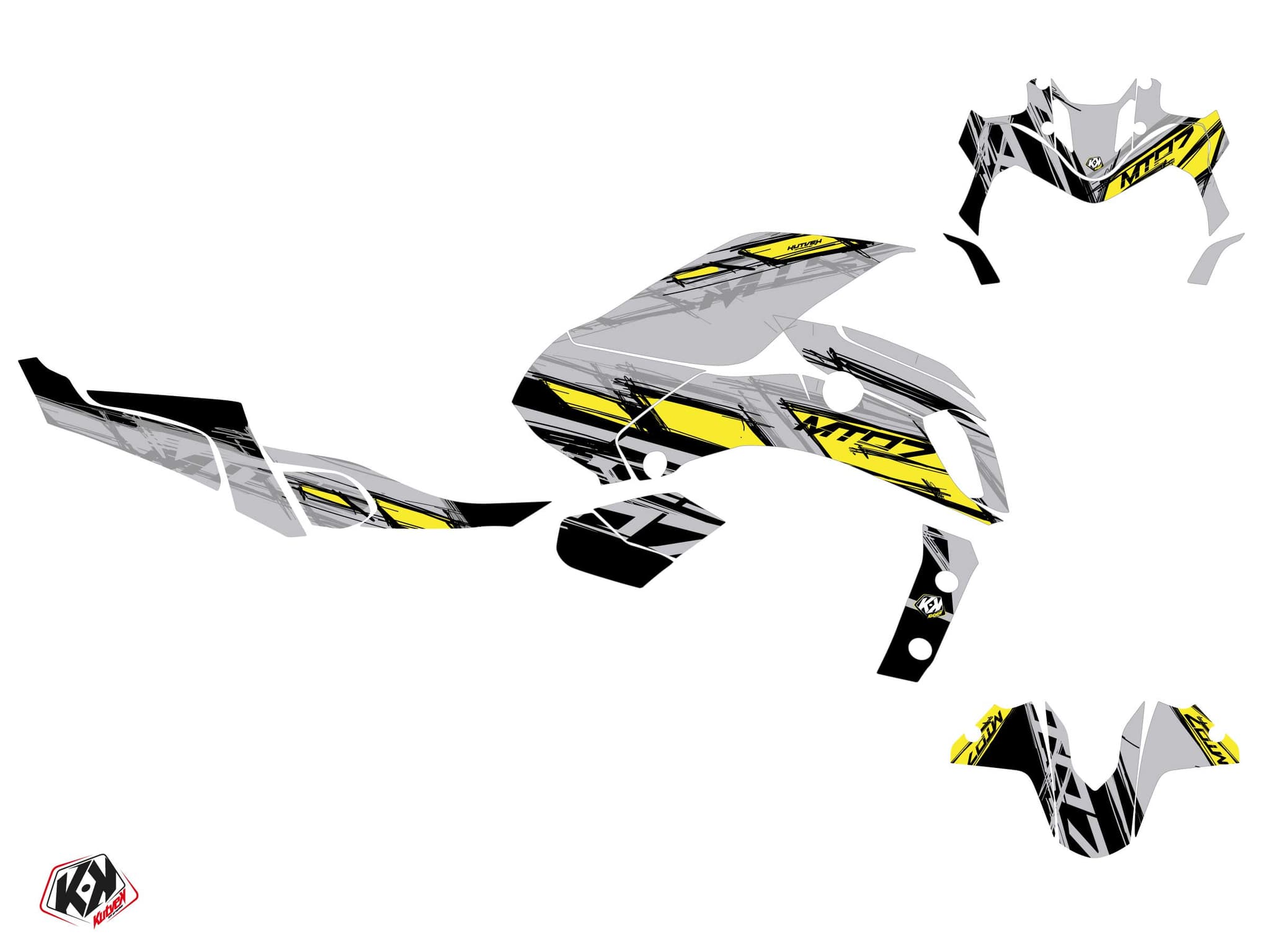 Yamaha MT 07 Street Bike Channel Graphic Kit Yellow | MT 07 / FZ 07 | Kutvek - View 2