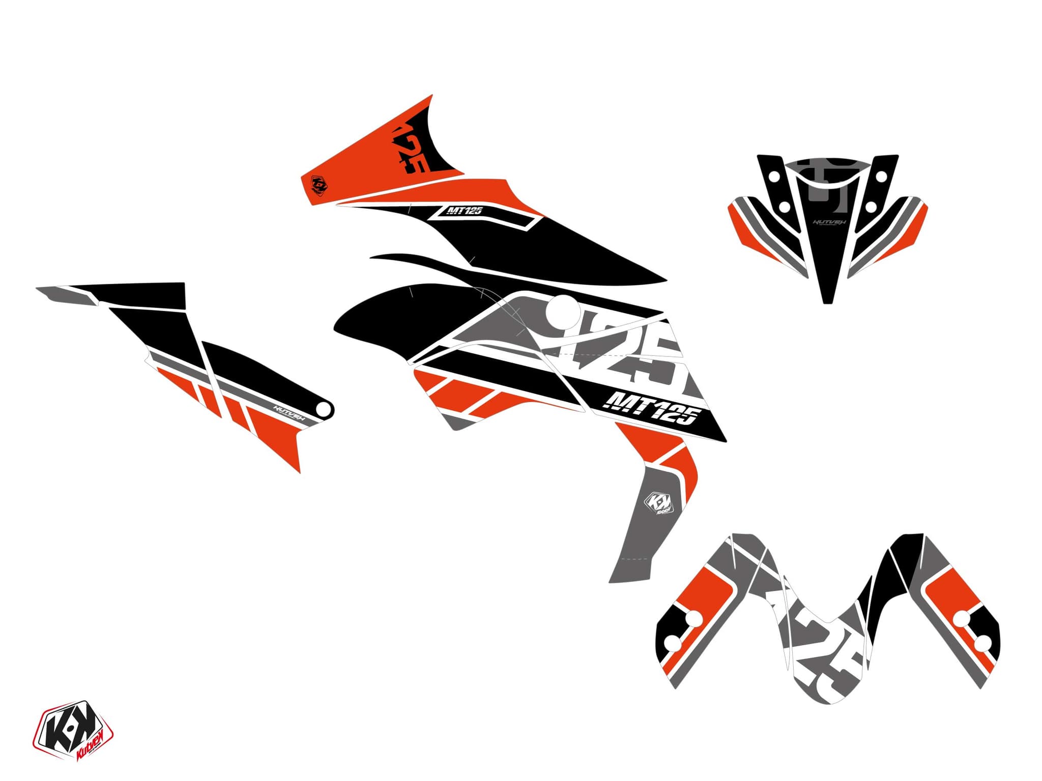 kit graphique moto yamaha mt 125 player noir | MT 125 / FZ 125 | Kutvek - View 2