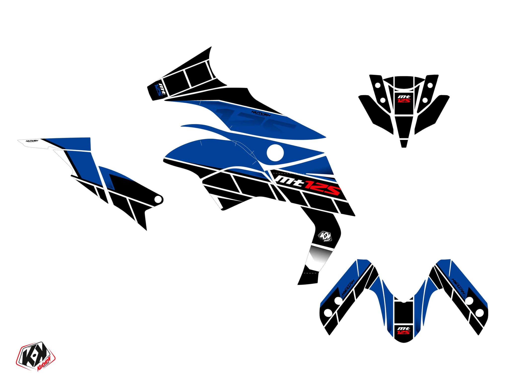 kit graphique moto yamaha mt 125 conquer bleu | MT 125 / FZ 125 | Kutvek - View 2