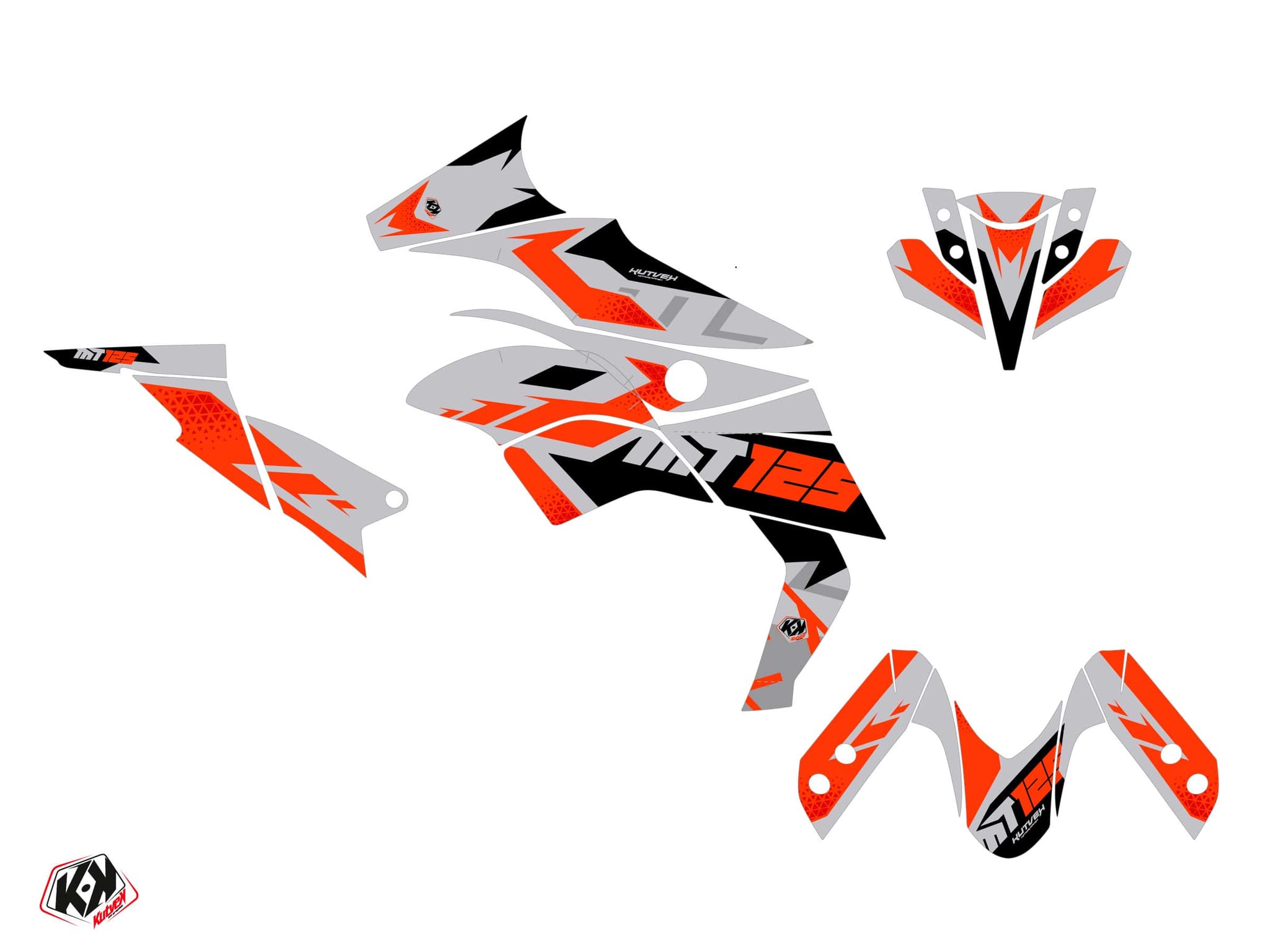 Yamaha MT 125 Street Bike Sanctuary Graphic Kit Grey | MT 125 / FZ 125 | Kutvek - View 2
