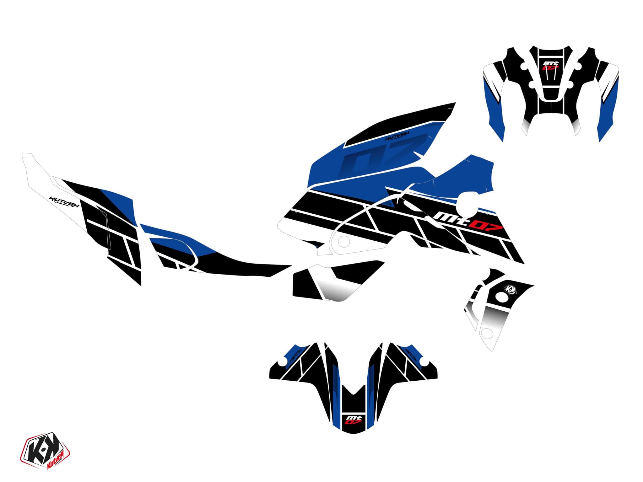 Yamaha MT 07 Street Bike Conquer Graphic Kit Blue | MT 07 / FZ 07 | Kutvek - View 2
