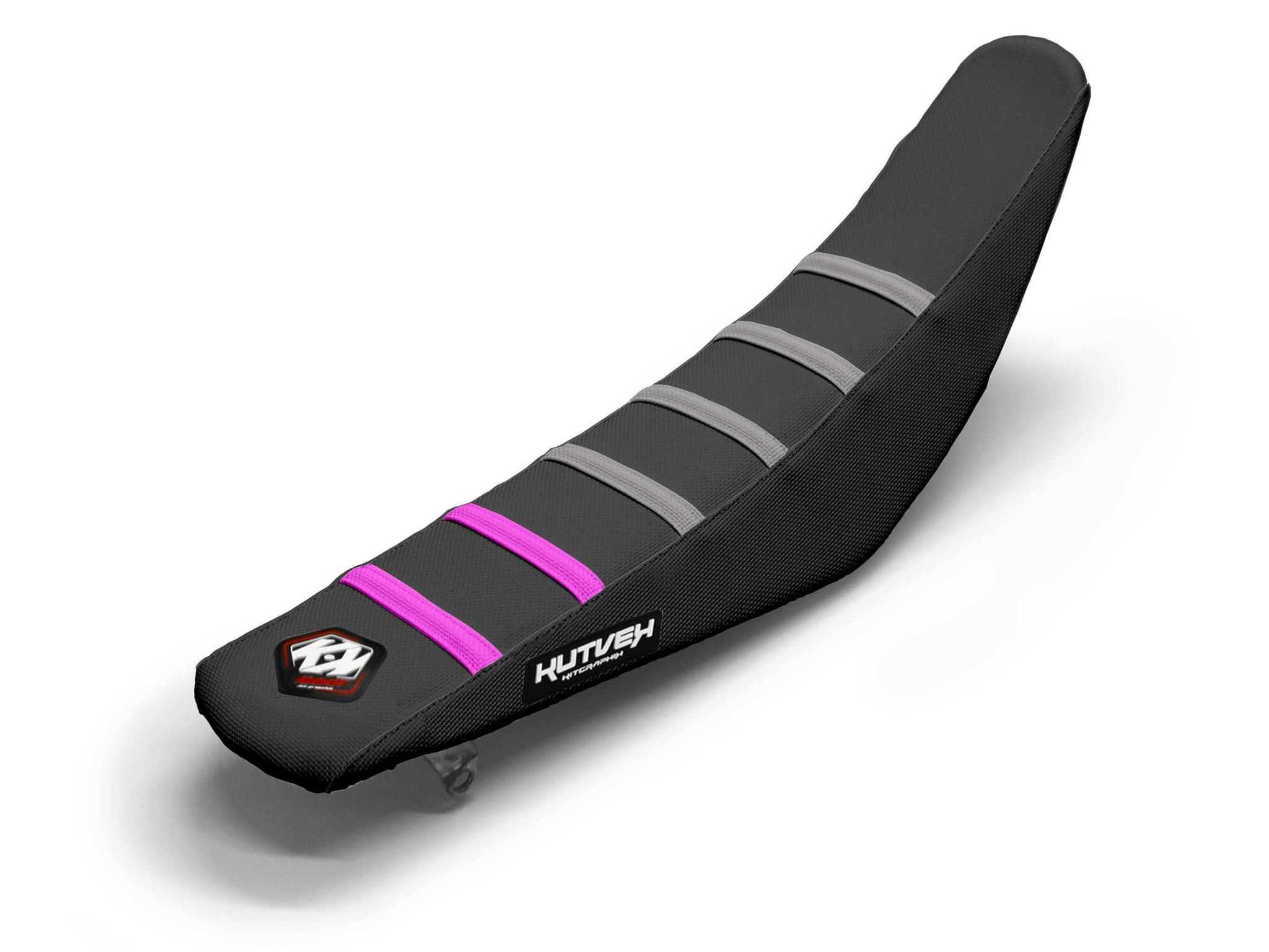 Seat Cover Dirt Bike Black/Grey/Pink Fluo 5 Ribs | Bonnes Affaires | Kutvek - View 2