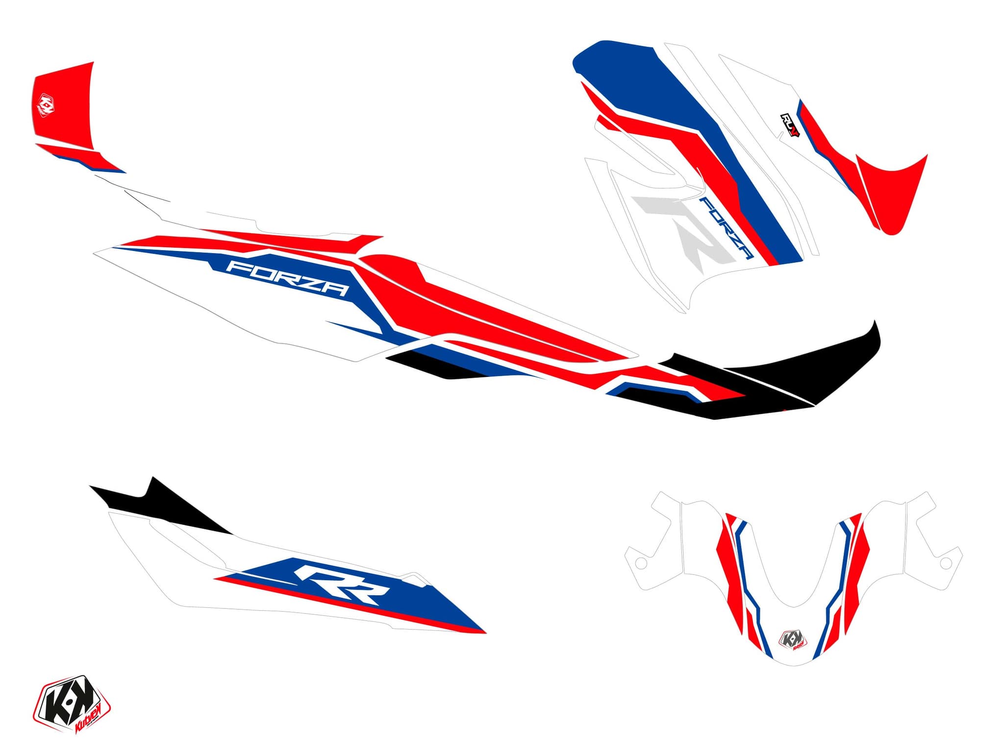kit graphique maxi-scooter honda forza 125 run blanc | Honda | Kutvek - View 2