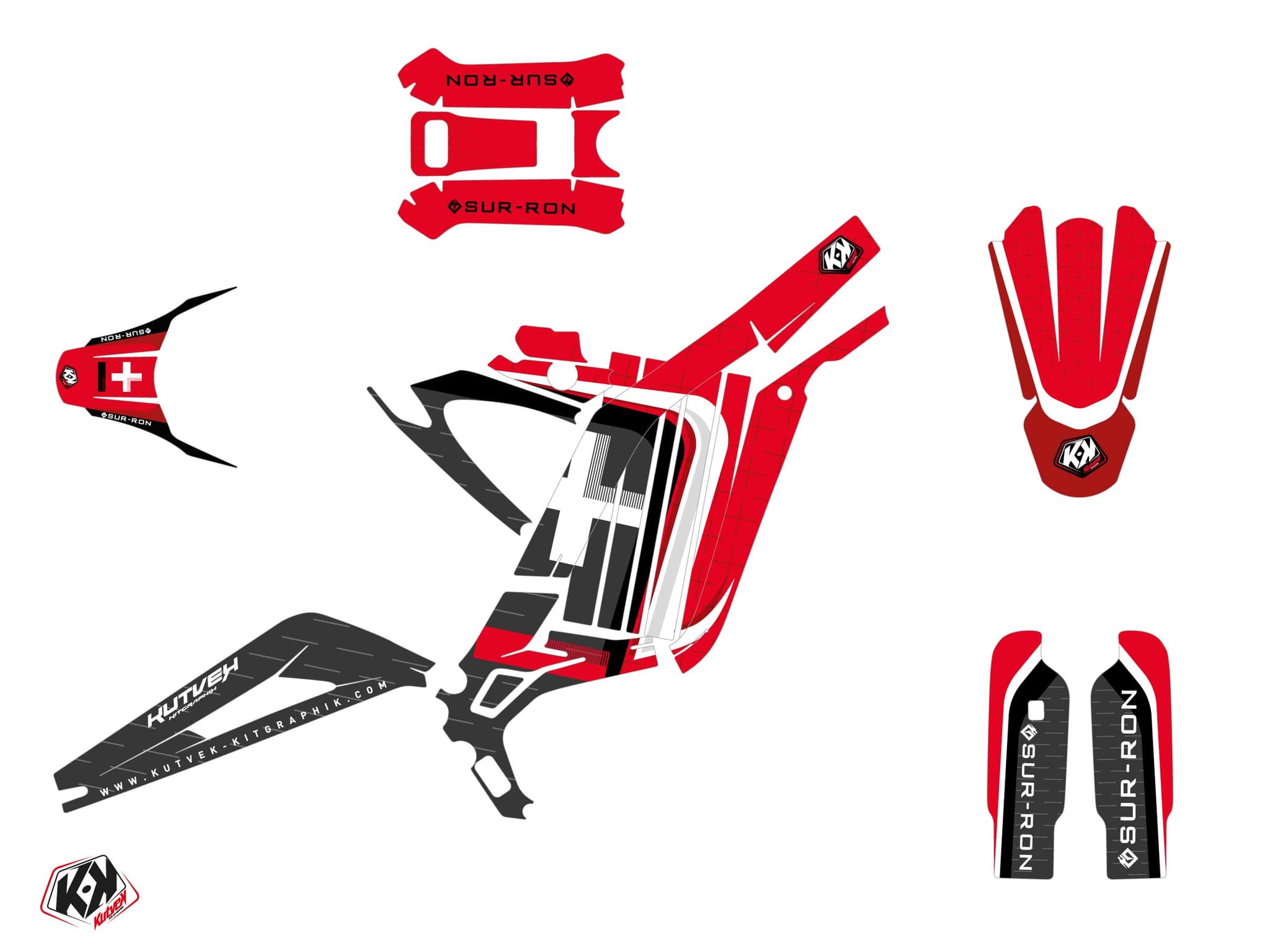 kit graphique motocross sur-ron light-bee homologuée x polar rouge | Sur-Ron | Kutvek - View 2