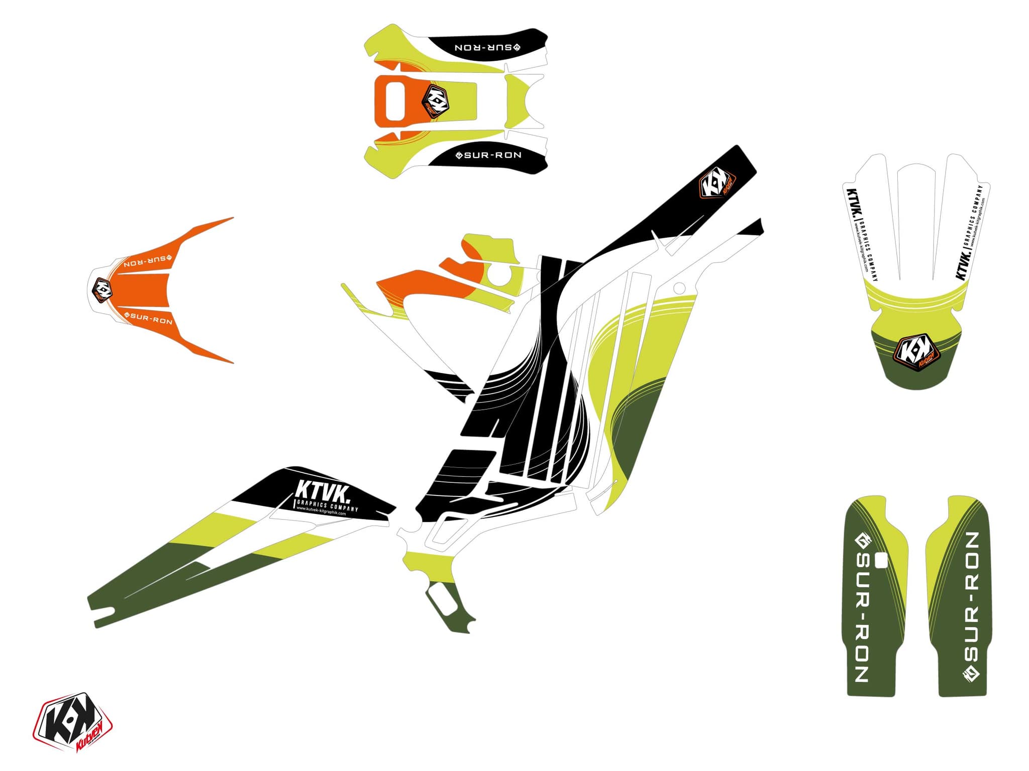 dirt bike sur-ron light-bee homologuée x ribbon green  graphic kit | Sur-Ron | Kutvek - View 2