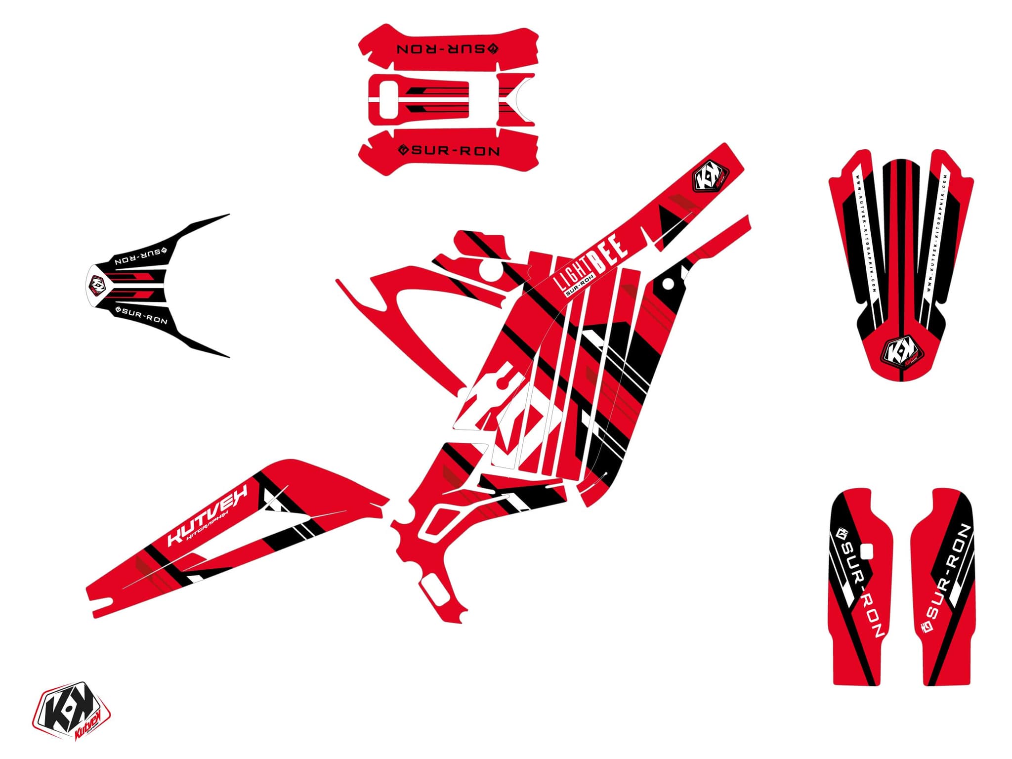 kit graphique motocross sur-ron light-bee homologuée x slice rouge | Sur-Ron | Kutvek - View 2