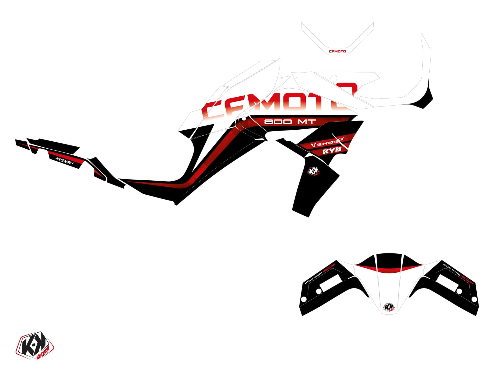 Street Bike CF MOTO MT 800 ARC White graphic kit | CF Moto | Kutvek - View 2