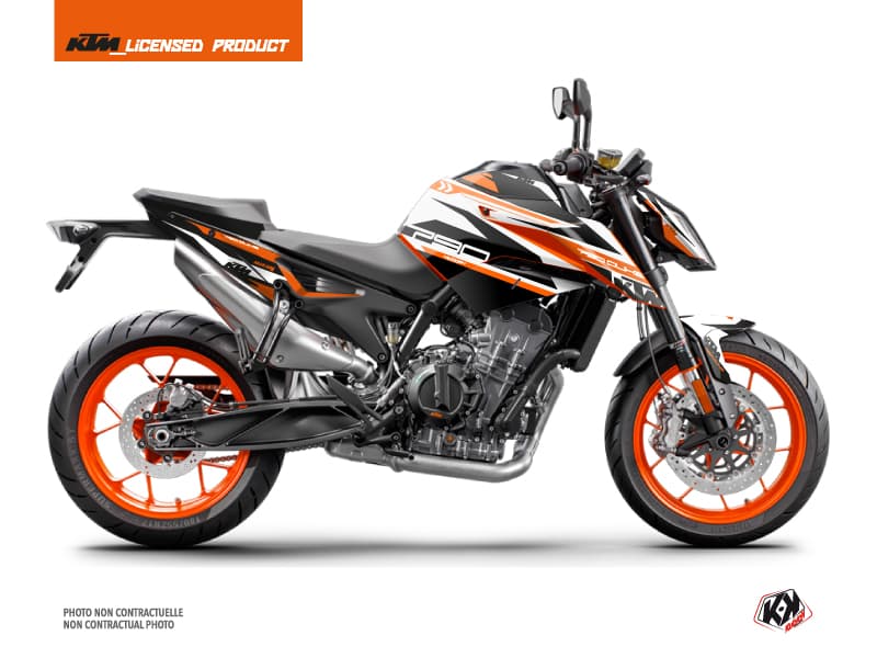 kit graphique moto ktm duke 790 arkade orange-blanc  