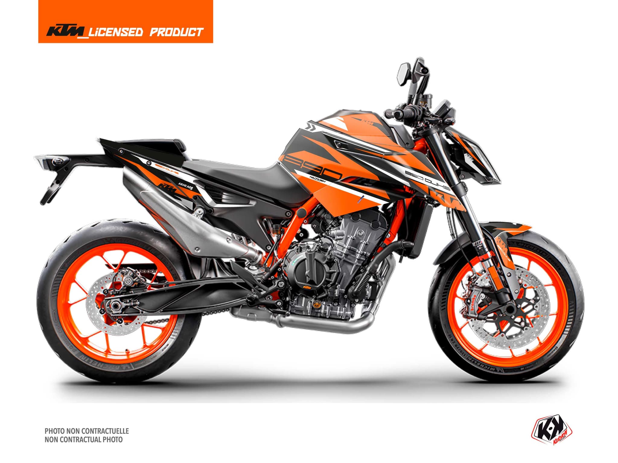 kit graphique moto ktm duke 890 arkade noir-orange  