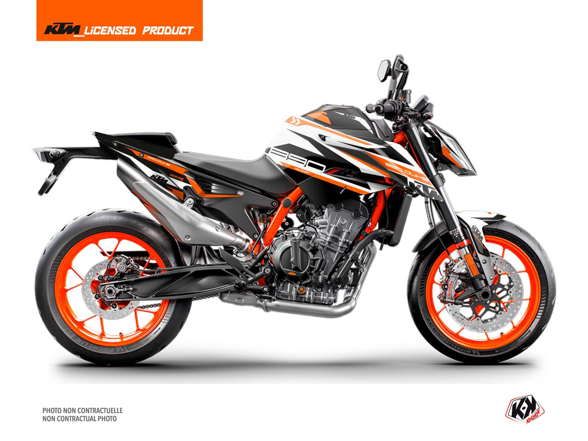 kit graphique moto ktm duke 890 arkade orange-blanc  