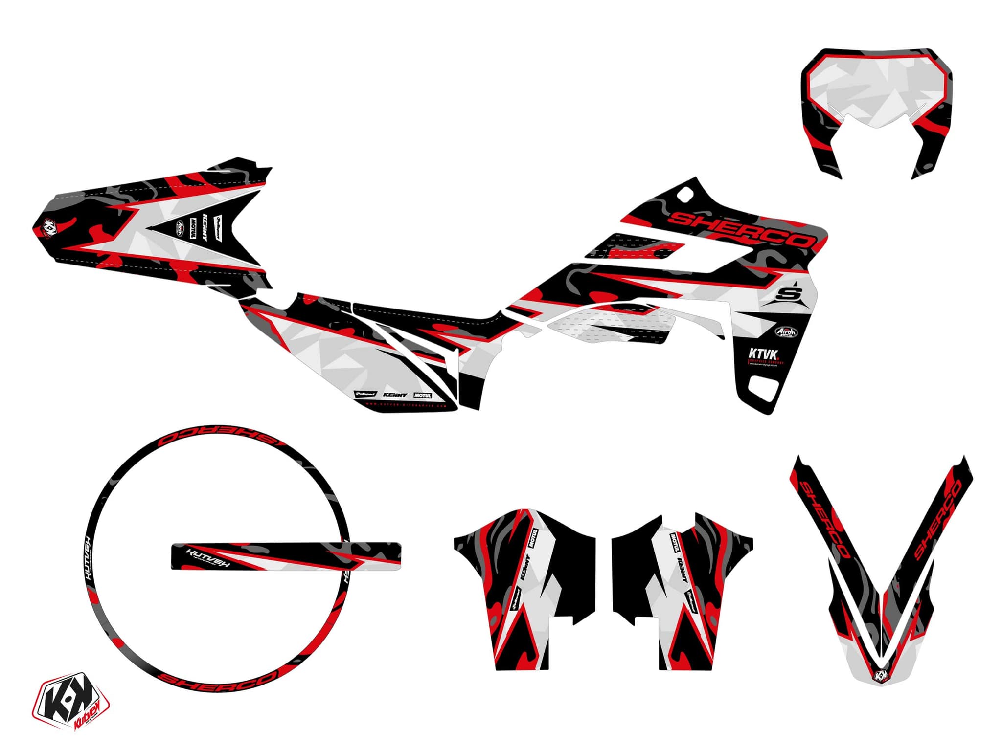kit graphique 50cc sherco sm rs barbarian rouge | Sherco | Kutvek - View 2