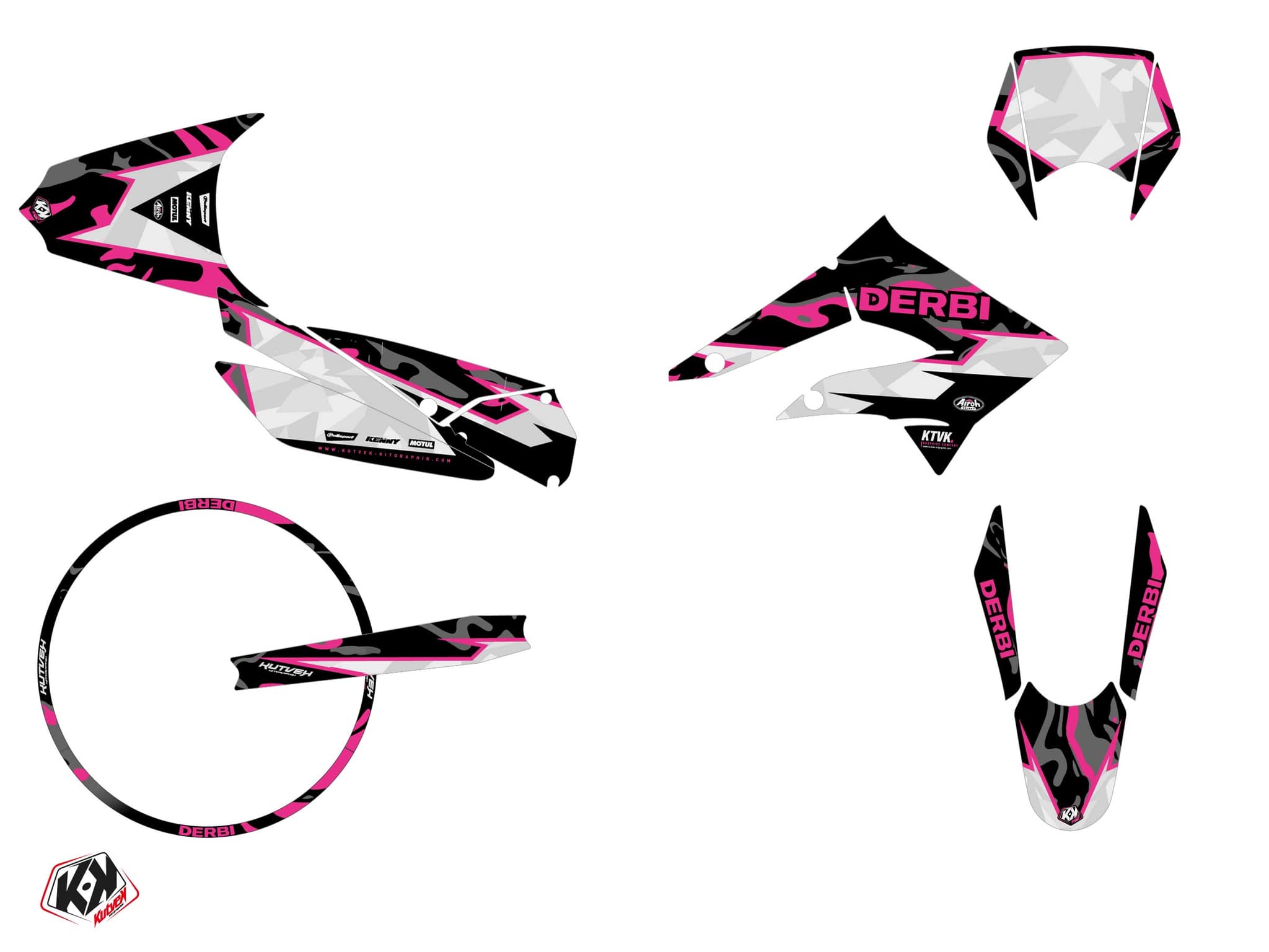 kit graphique 50cc derbi senda xtreme barbarian rose | SENDA | Kutvek - View 2