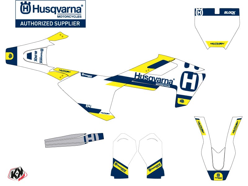 Kit graphique Moto Cross Block Husqvarna TC 65 Bleu Jaune | Husqvarna | Kutvek - View 2
