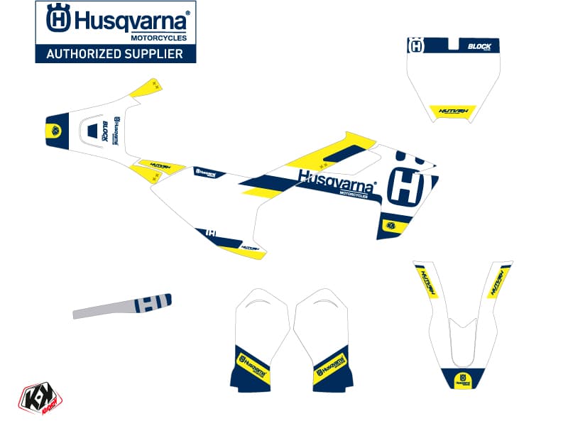 Kit graphique Moto Cross Block Husqvarna EE-5 Bleu Jaune | Husqvarna | Kutvek - View 2