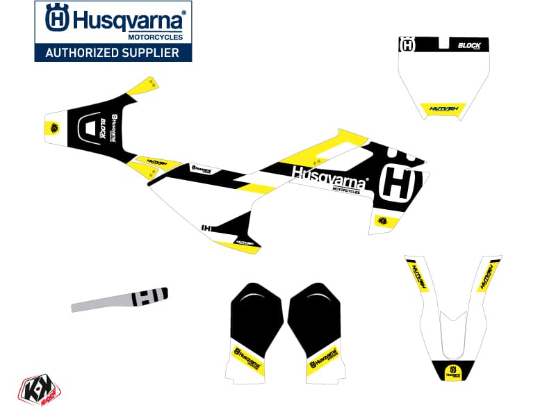 Kit graphique Moto Cross Block Husqvarna EE-5 Noir Jaune | Husqvarna | Kutvek - View 2