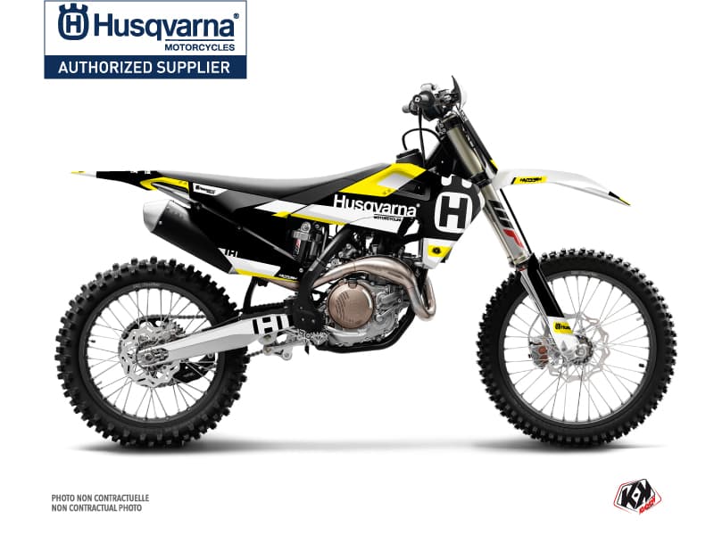 kit graphique motocross husqvarna tc 125 block noir-jaune  