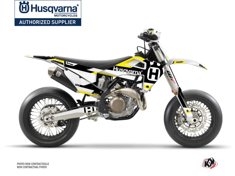 kit graphique motocross husqvarna fs 450 block noir-jaune  