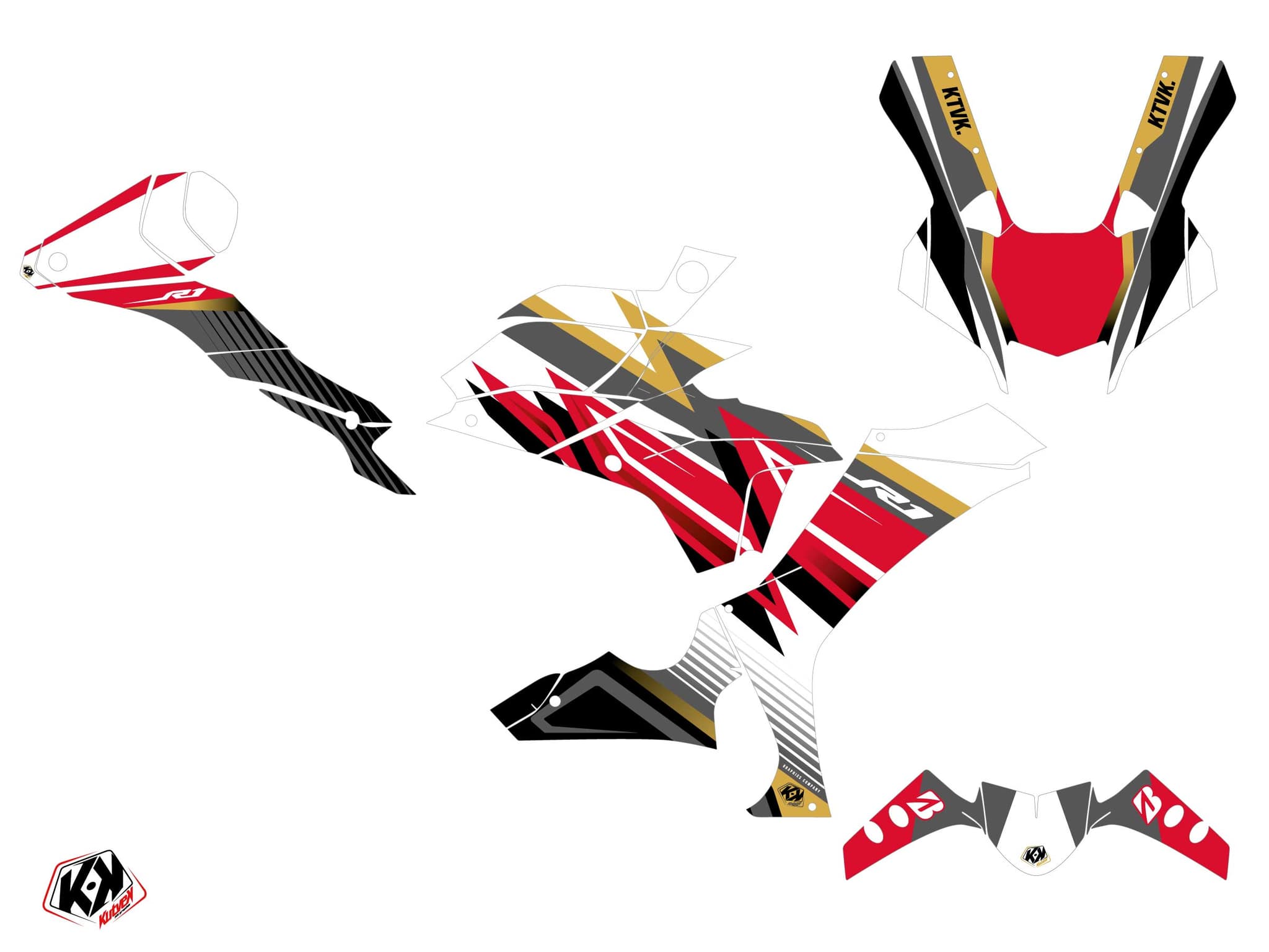 kit graphique moto yamaha r1 brisk blanc | Yamaha | Kutvek - View 2