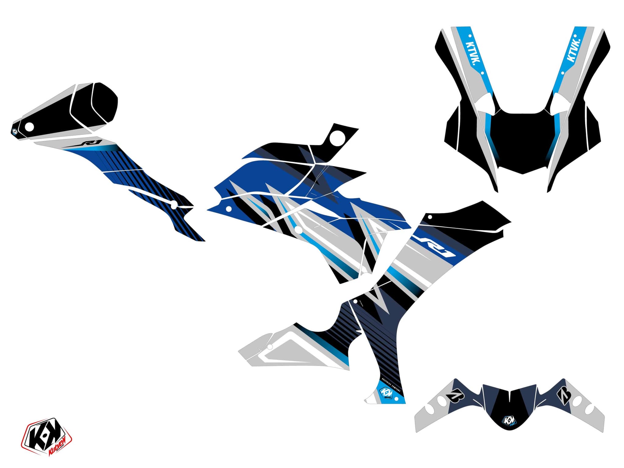 kit graphique moto yamaha r1 brisk bleu | Yamaha | Kutvek - View 2