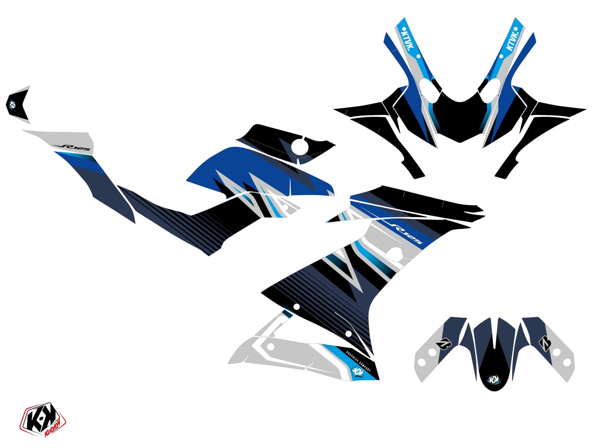 Kit graphique Moto Brisk Yamaha R125 Bleu | Yamaha | Kutvek - View 2