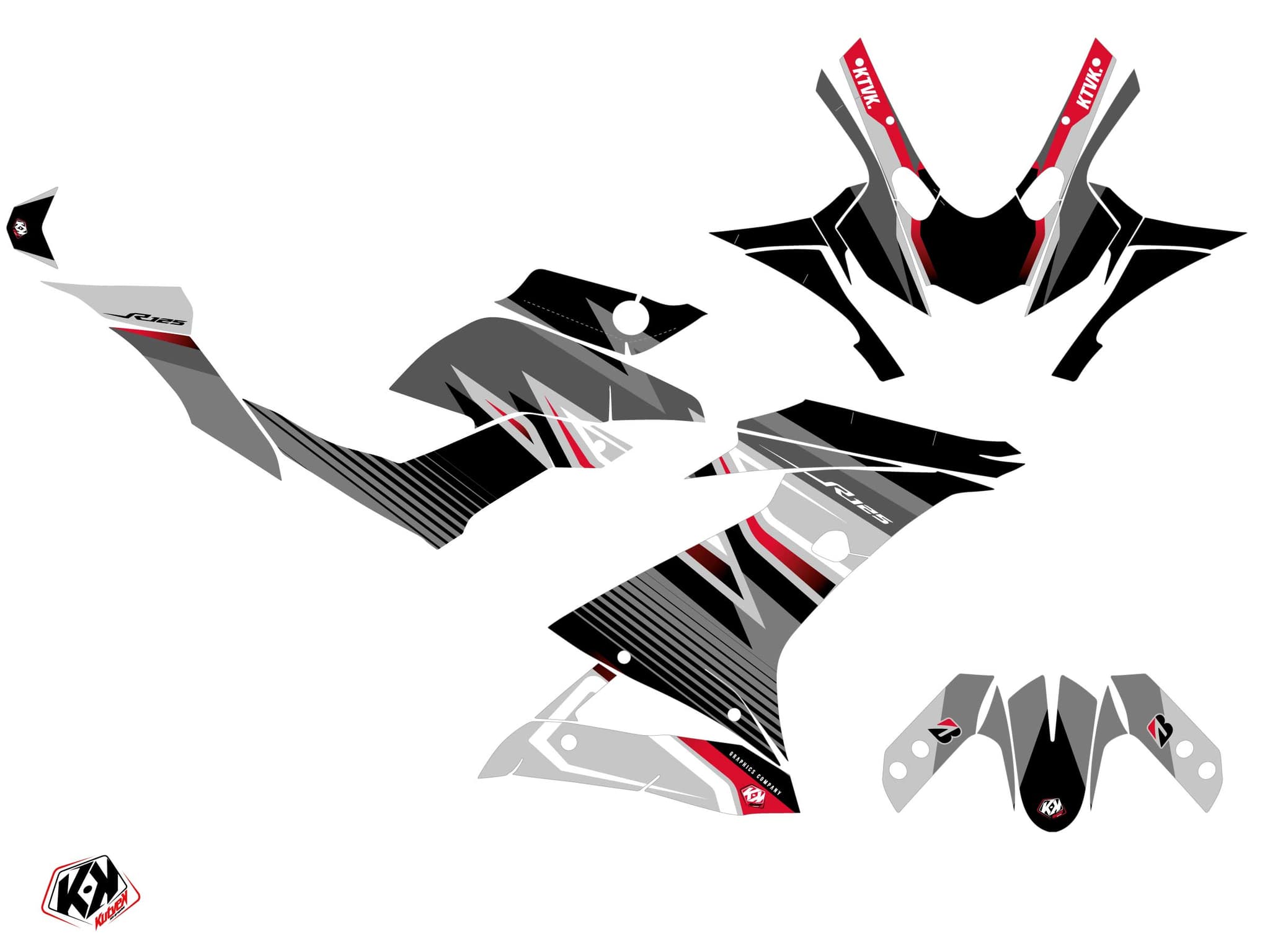 Kit graphique Moto Brisk Yamaha R125 Noir | Yamaha | Kutvek - View 2