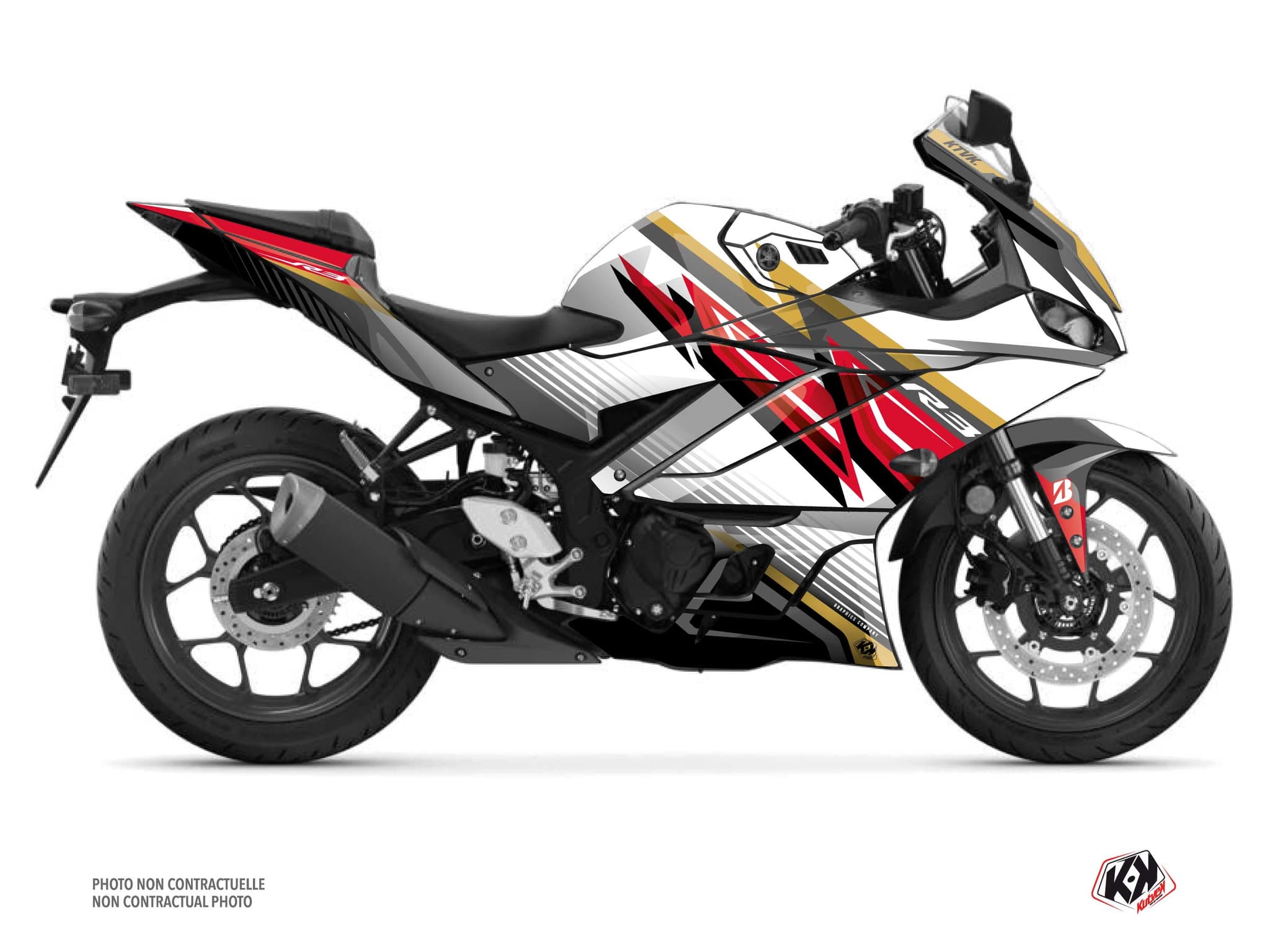 Kit graphique Moto Brisk Yamaha R3 Blanc | Yamaha | Kutvek