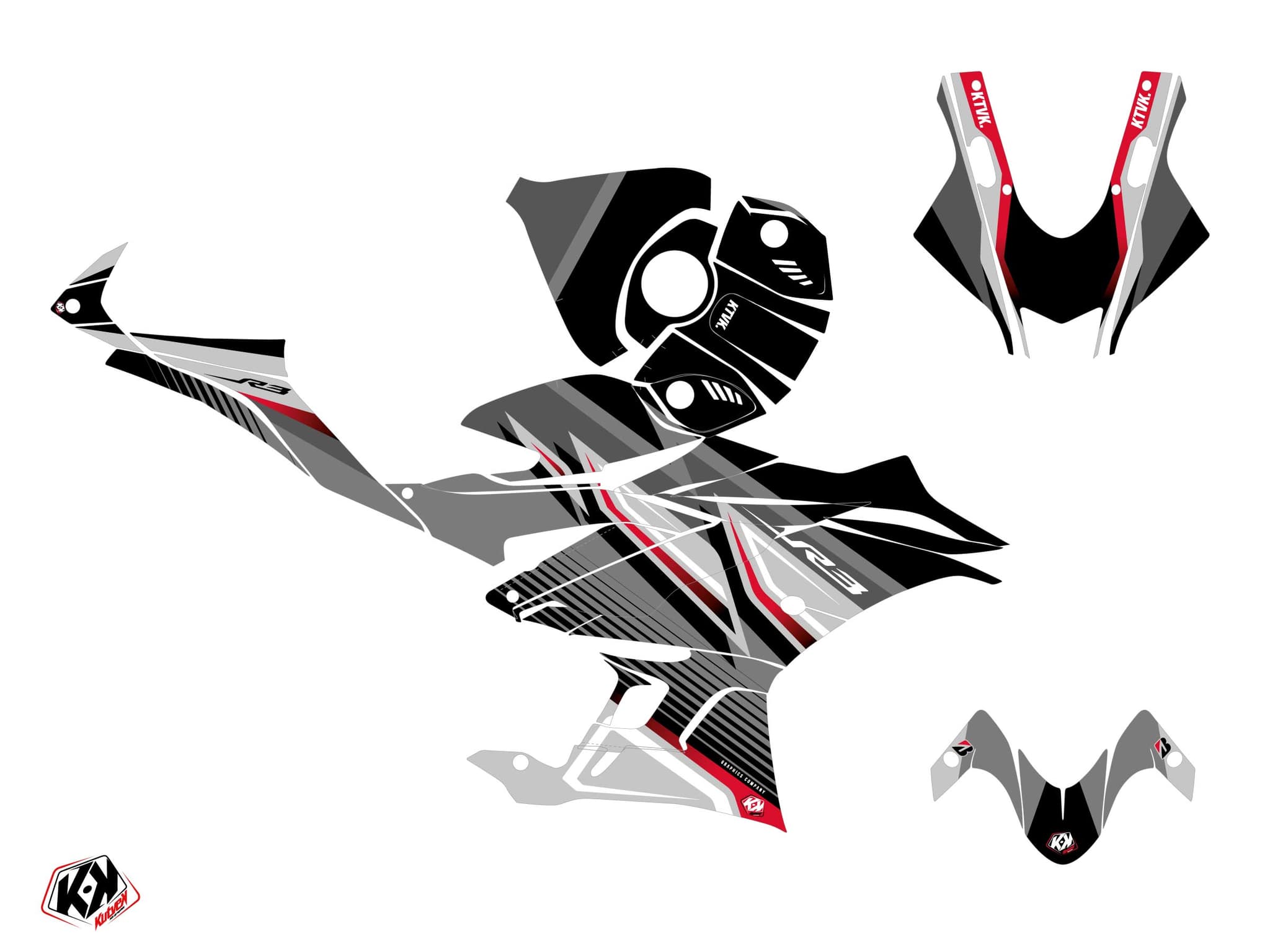 kit graphique moto yamaha r3 brisk noir | Yamaha | Kutvek - View 2