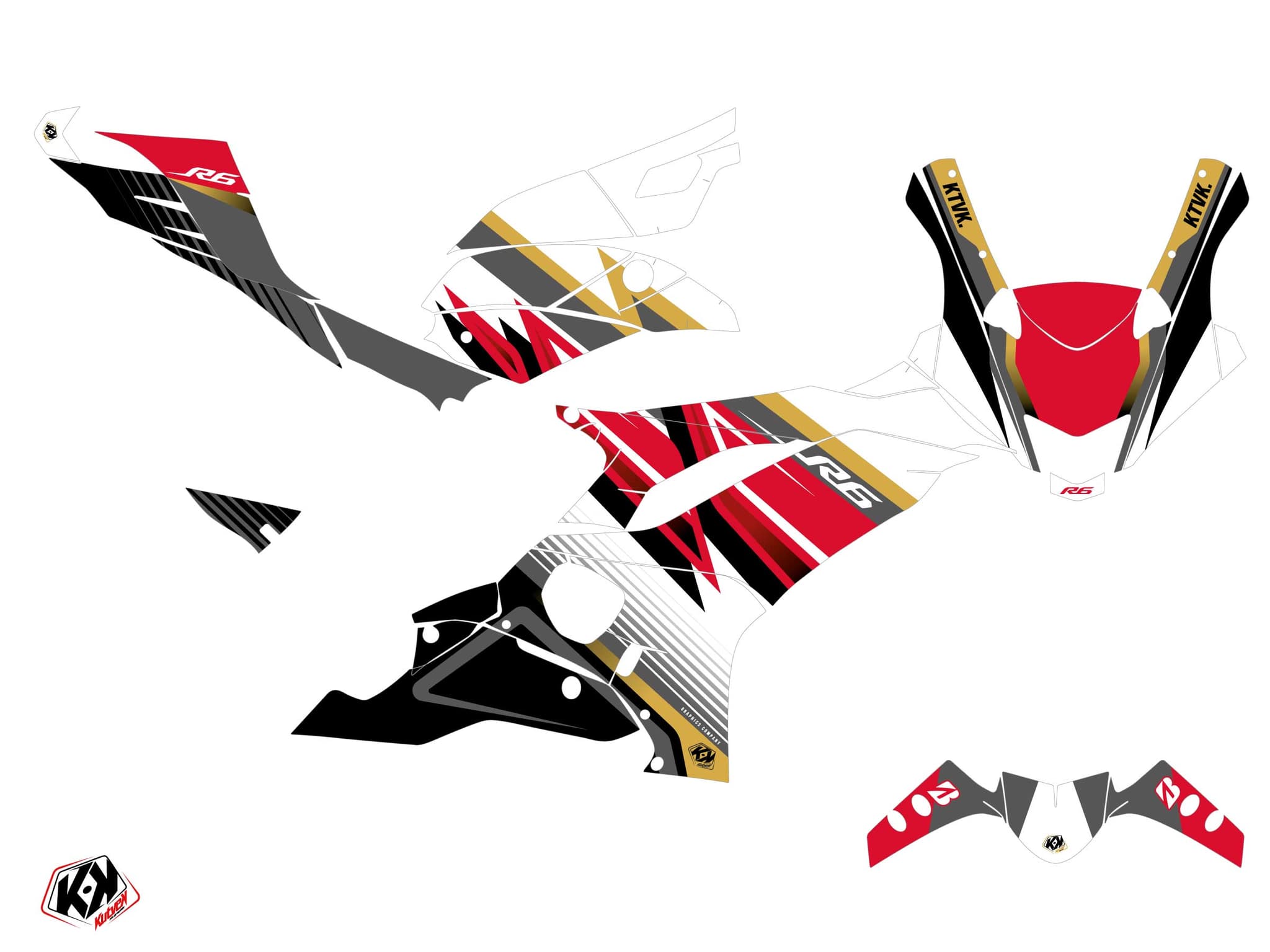 kit graphique moto yamaha r6 brisk blanc | Yamaha | Kutvek - View 2