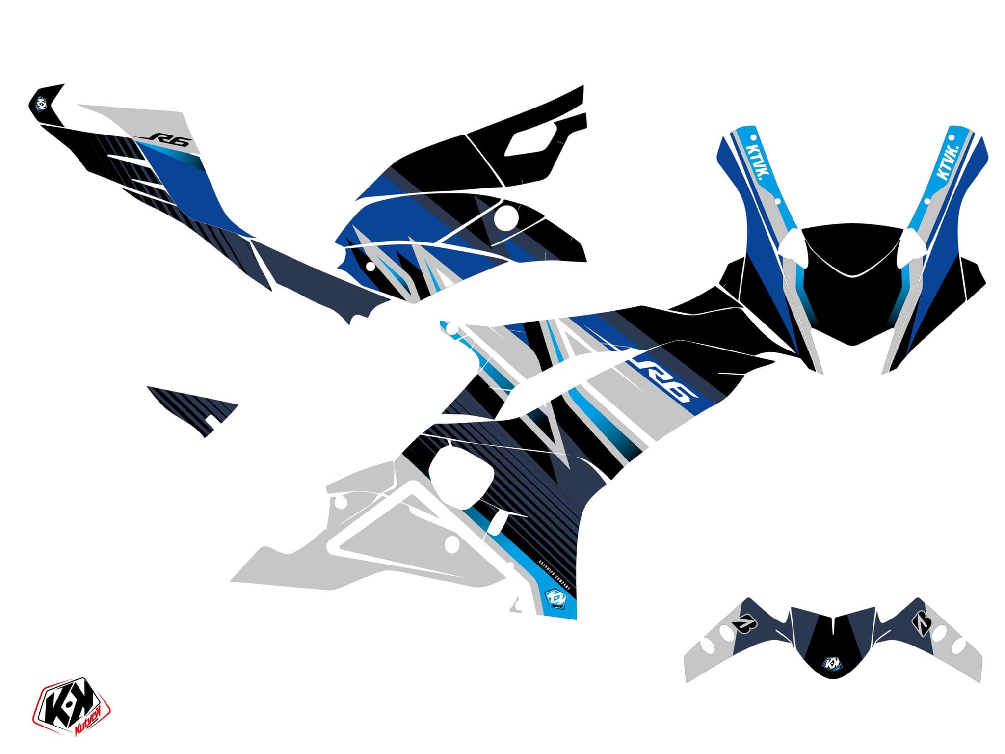Graphic Kit Street Bike Brisk Yamaha R6 Blue | Yamaha | Kutvek - View 2
