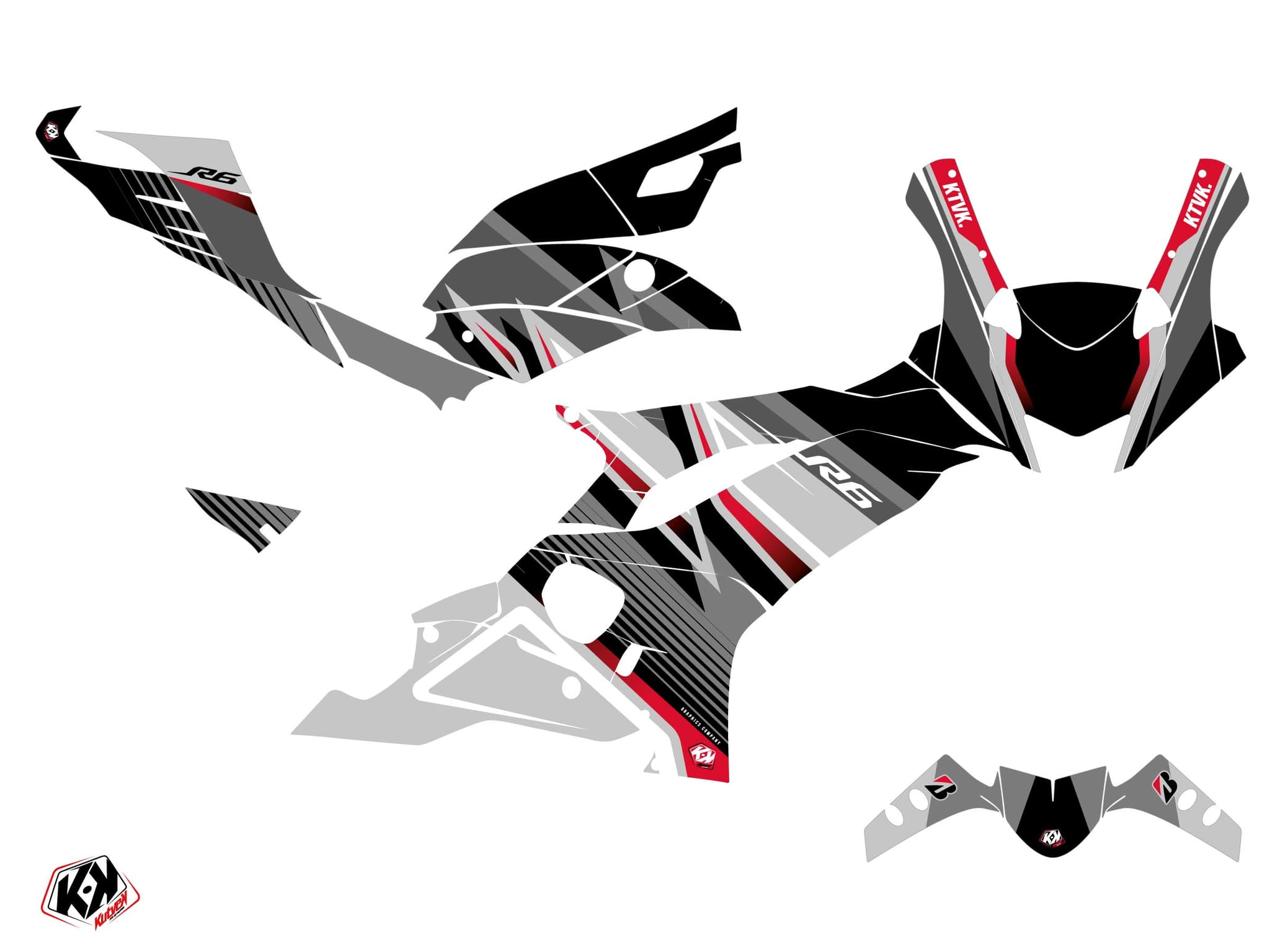 kit graphique moto yamaha r6 brisk noir | Yamaha | Kutvek - View 2