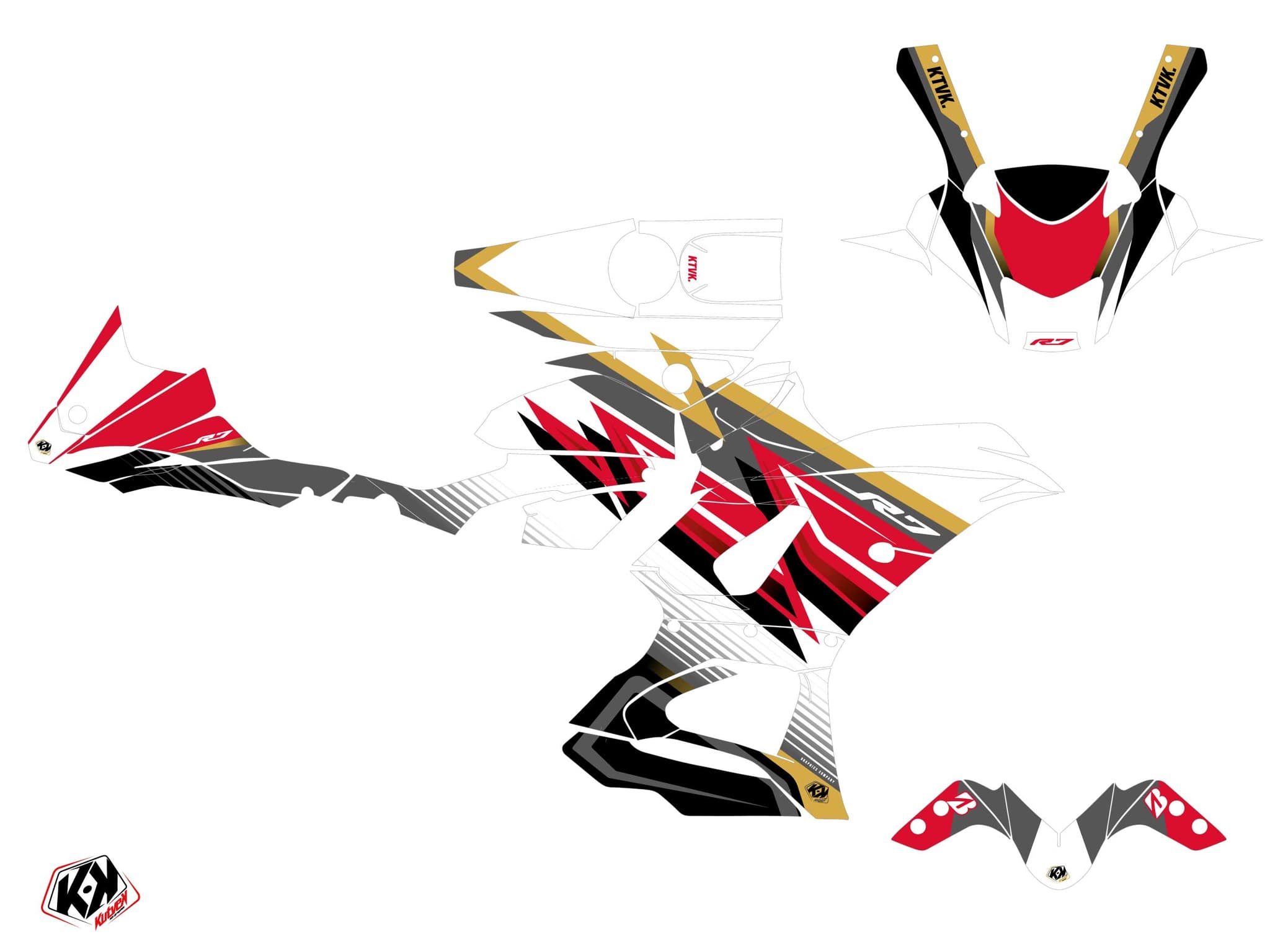 kit graphique moto yamaha r7 brisk blanc | Yamaha | Kutvek - View 2