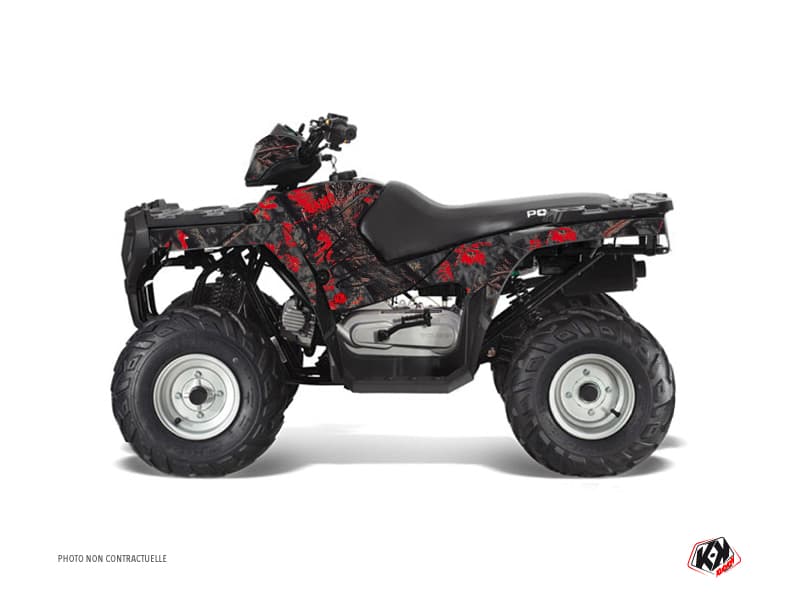 kit graphique quad polaris sportsman 90 camo noir-rouge  